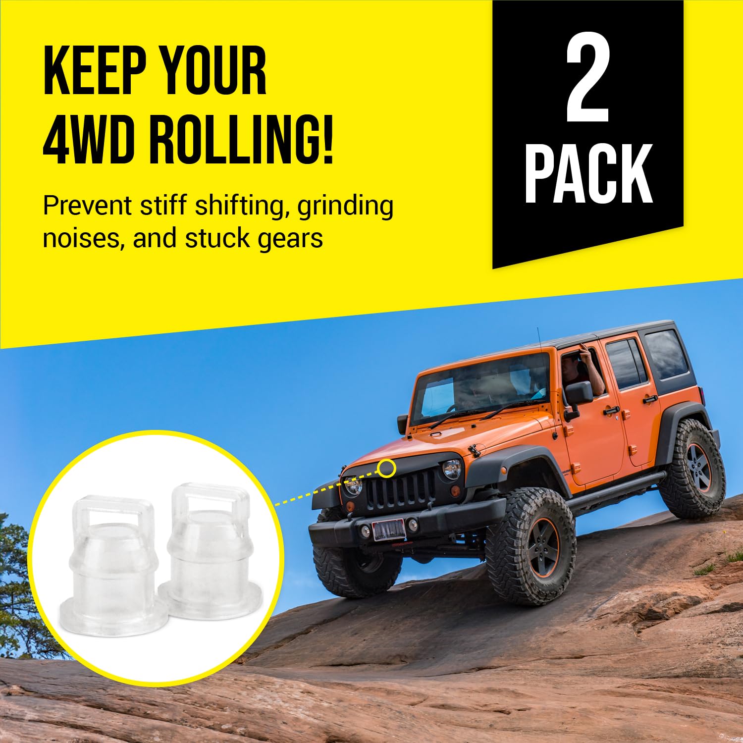 Mission Automotive Transfer Case Cable Bushing - 2 Pack for Jeep Wrangler JK 2007-2018, Easy Installation, Model 5431