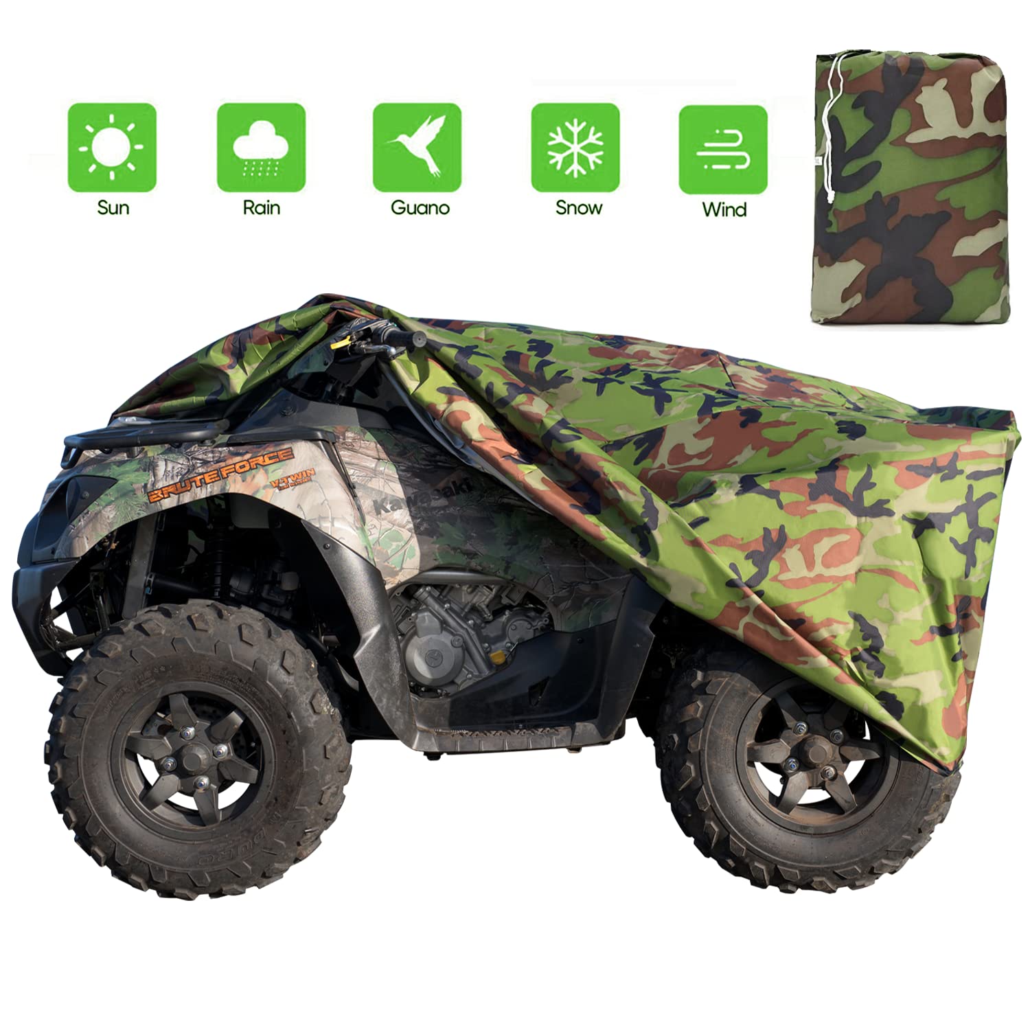 Xyzctem Waterproof Atv Cover, Heavy Duty Meterial Protects 4 Wheeler From Snow Rain Or Sun, Large Size Universal Fits Up To 88 I