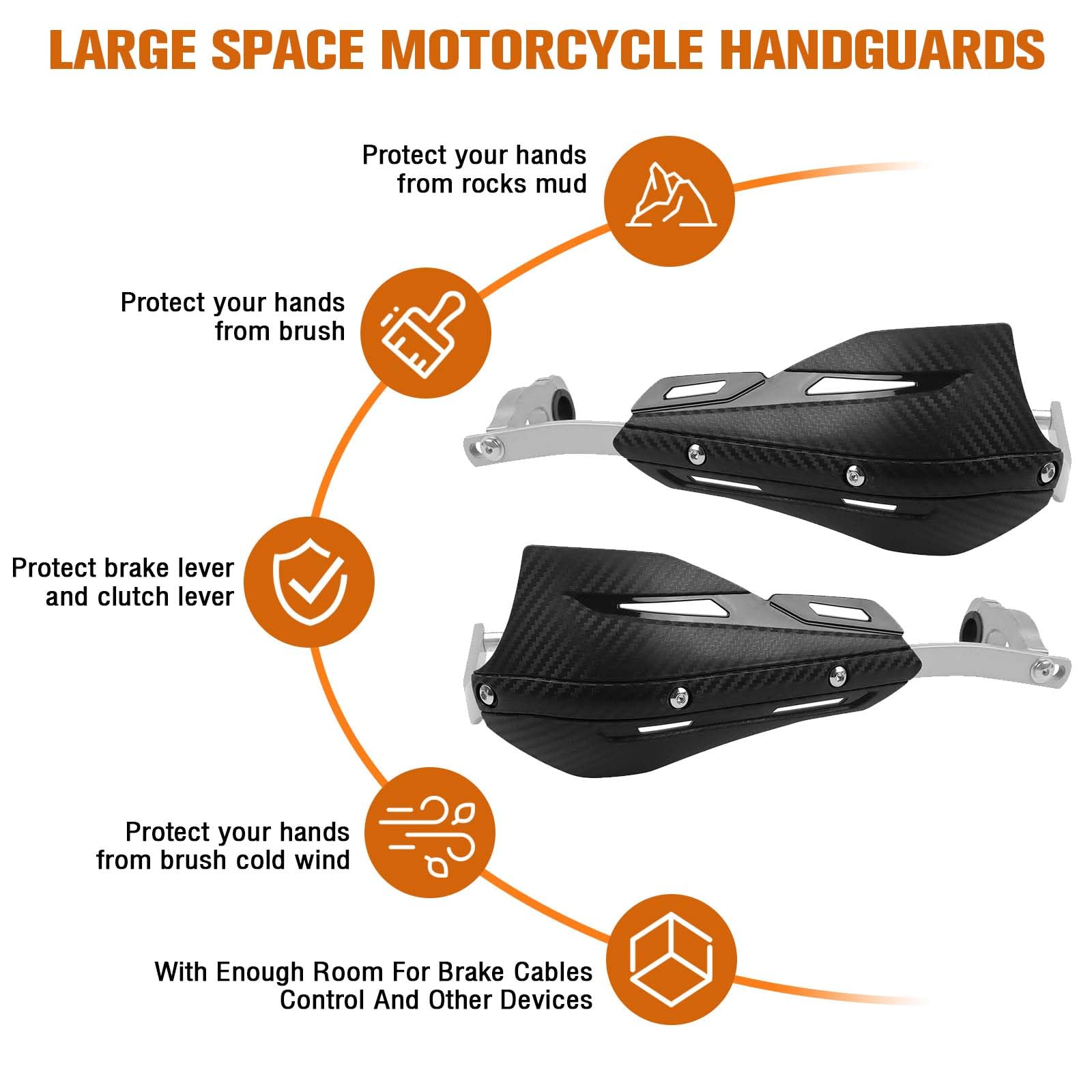 Chifun Handguard For 7/8'' 22Mm And 1 1/8'' 28Mm Motorcycle Handlebar Brake Lever Protection Hand Guard Cnc Aluminum Compatible