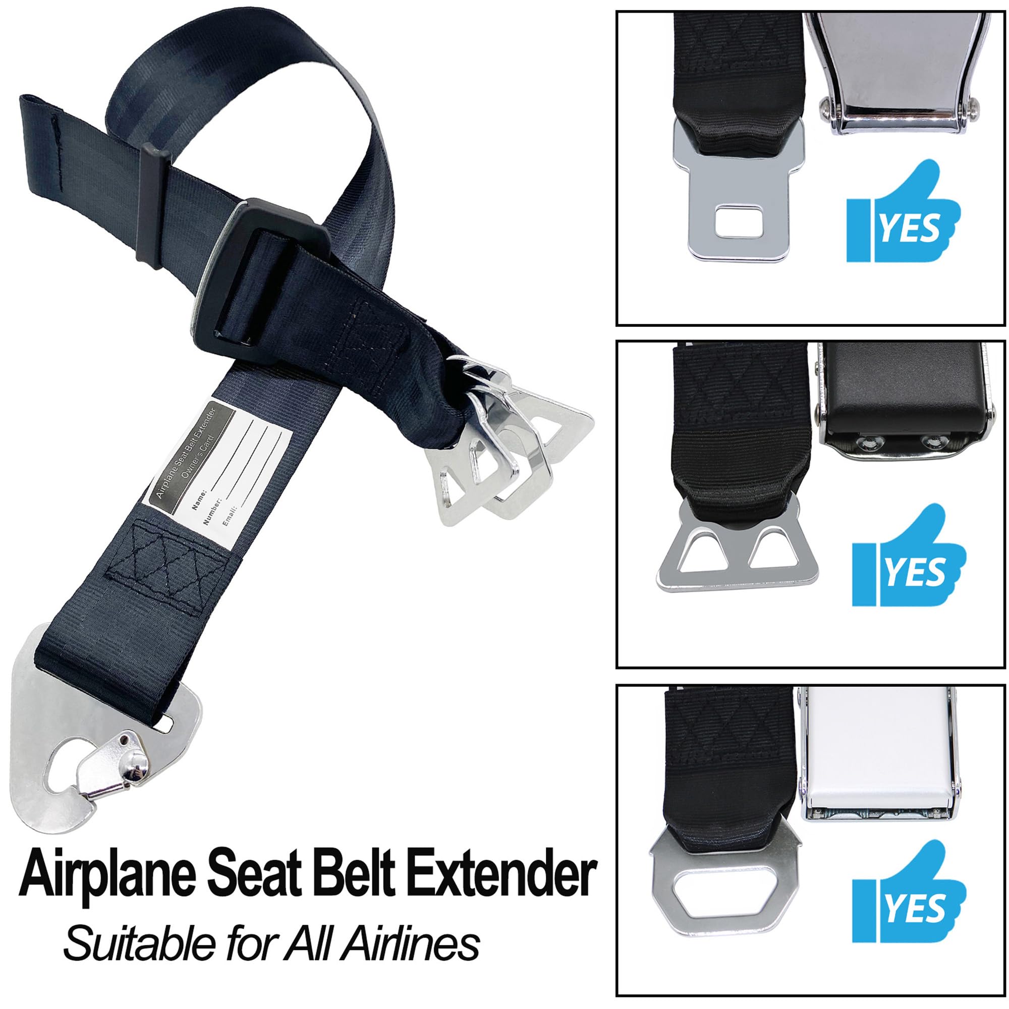 LUCKLYJONE Airplane Seat Belt Extender 7-31" for All Airlines, Three in One