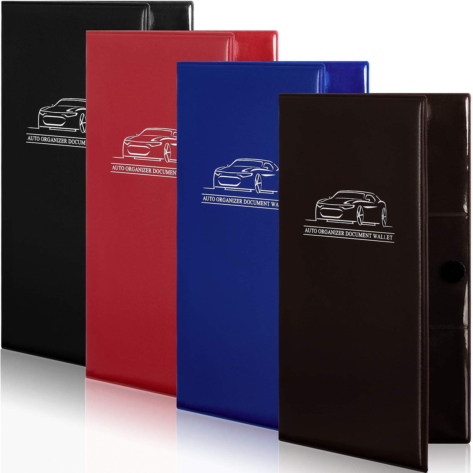 4 Pcs Car Registration and Insurance Card Holder, Automobile Essential Documents Wallet, Glove Box Oganizer for Car, Auto, Trail