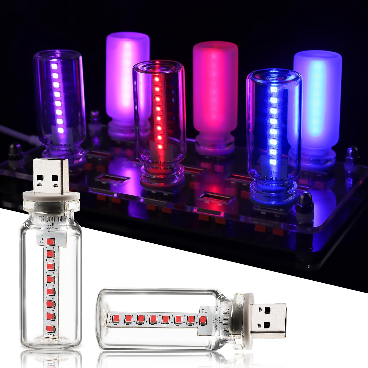 GSOWO 2PCS USB Lights for Car, Retro LED Car Interior Lamp Ambient Lighting, Universal USB Plug Lights for Cars, bedrooms, Campi