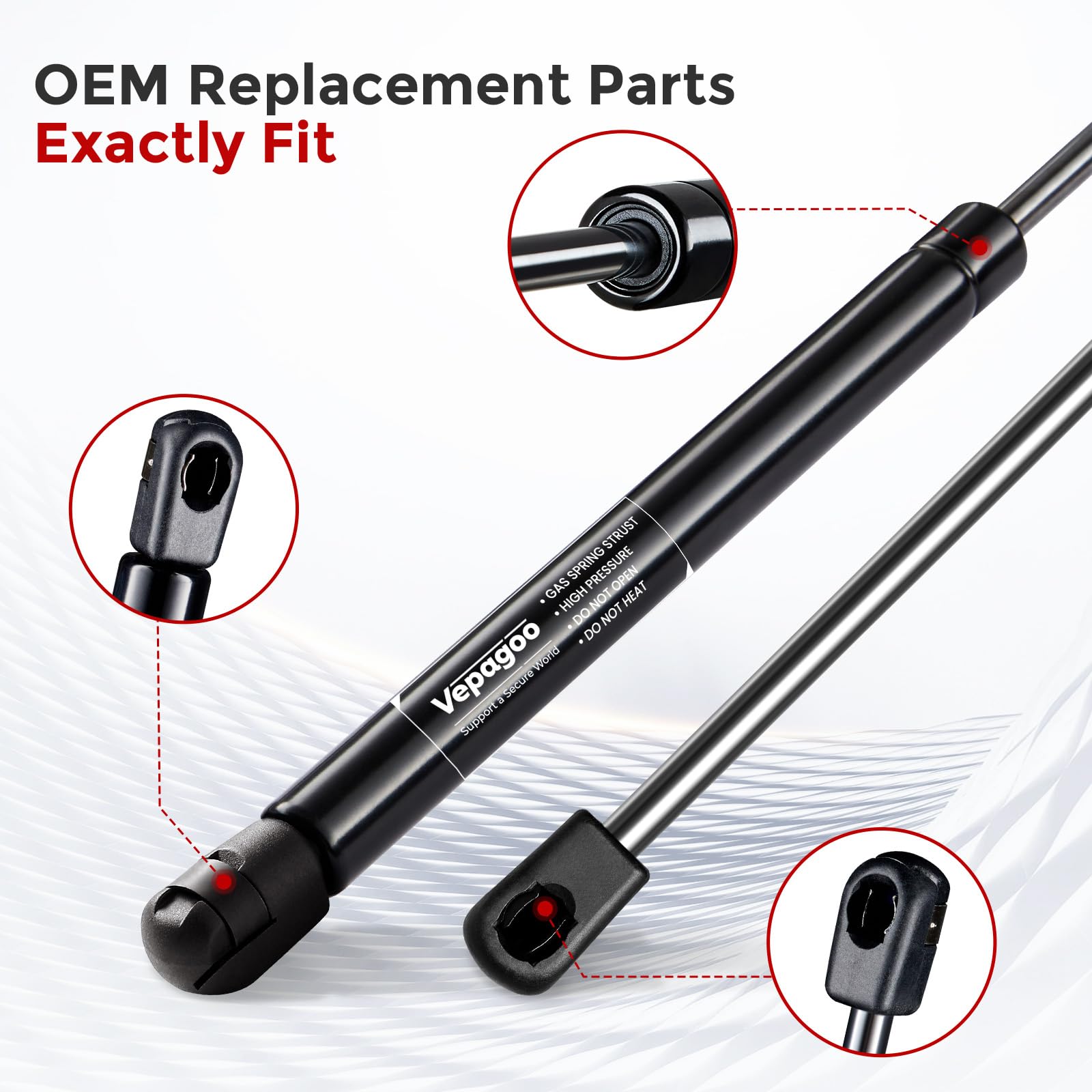 Vepagoo Gas Shocks Struts Lift Support Set of 2 for Leer Camper Shell, 14in 24lb, Model C16-06389