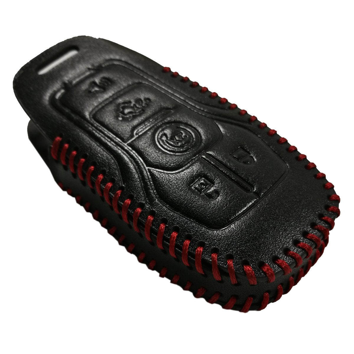 Coolbestda Leather Key Fob Cover Case Remote Keyless Entry Holder Skin Jacket For 2015 2016 2017 Ford Explorer Edge Mustang F-15