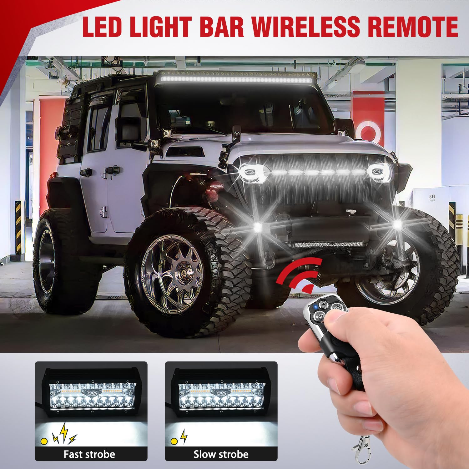 Nilight 10064W Remote Wiring Harness for LED Light Bar, 12V 15A, 16AWG, Waterproof, Includes Wireless Controller & Blade Fuse, 2 Leads