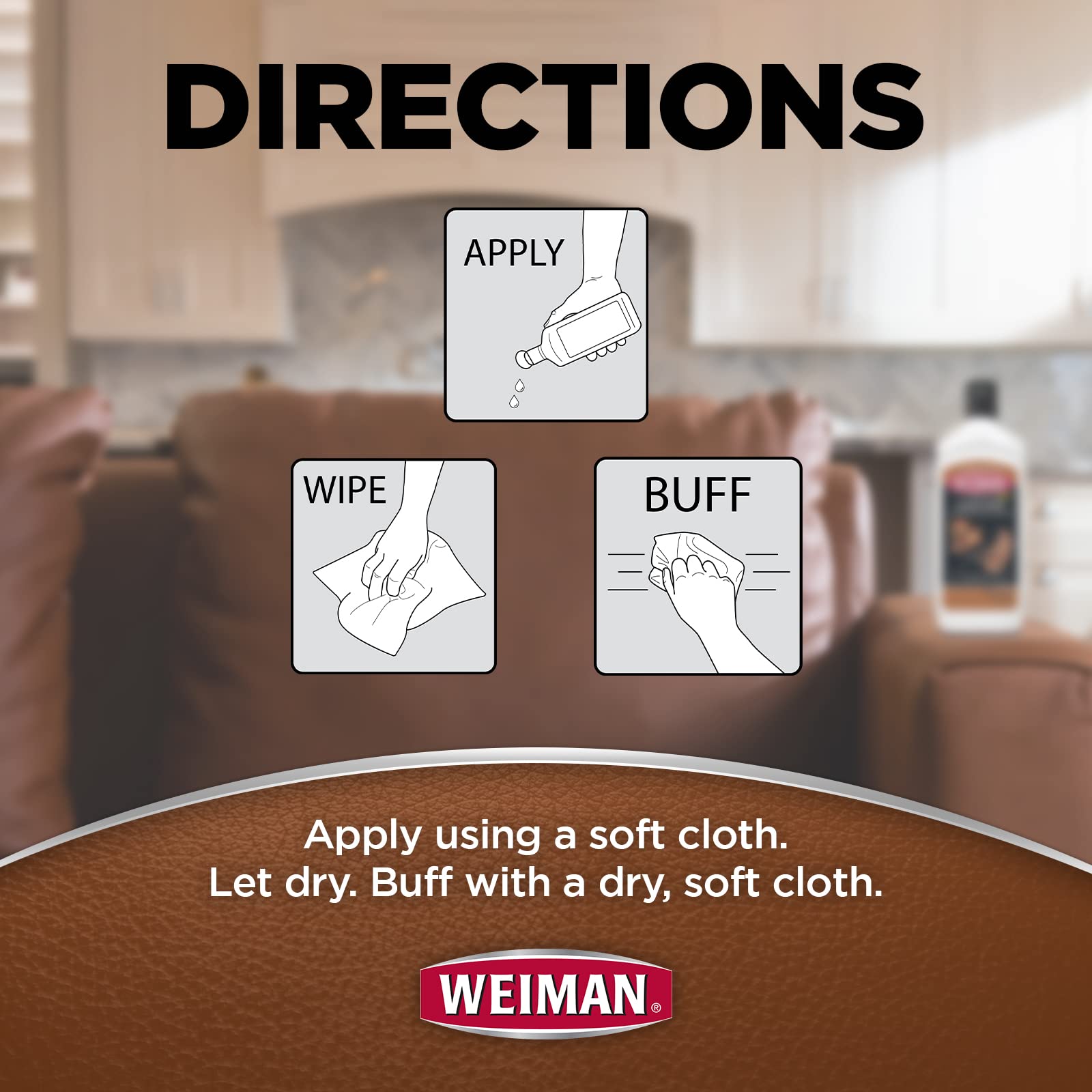 Weiman 3 in 1 Deep Leather Cleaner & Conditioner Cream - 8 Fl Oz - Restores Leather Furniture, Car Seats, Shoes, Bags, Jackets, Saddles