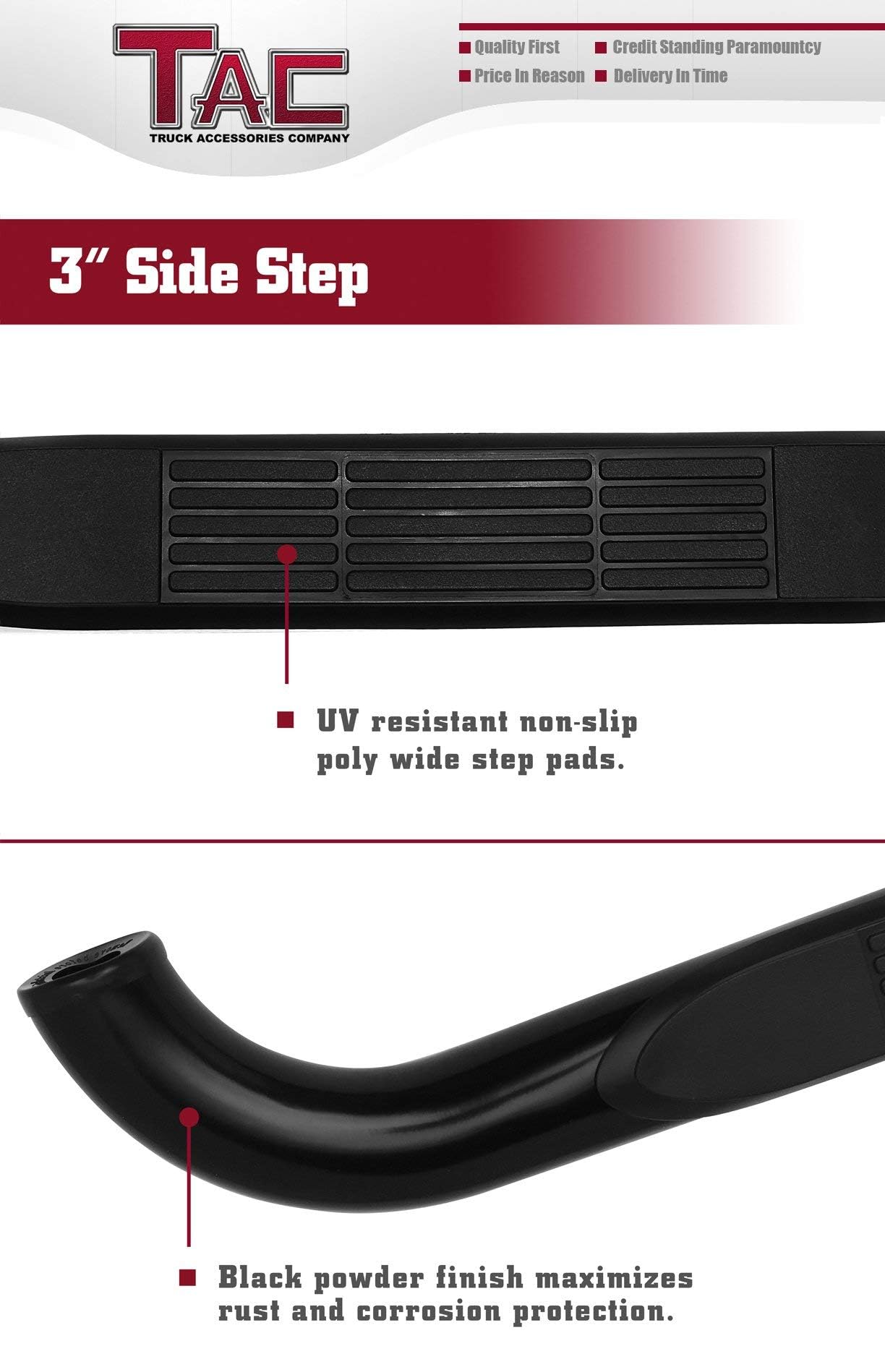 Tac Side Steps Fit Chevy Silverado/Gmc Sierra 1999-2018 1500 & 1999-2019 2500/3500 Extended/Double Cab (Excluding C/K Classic) (