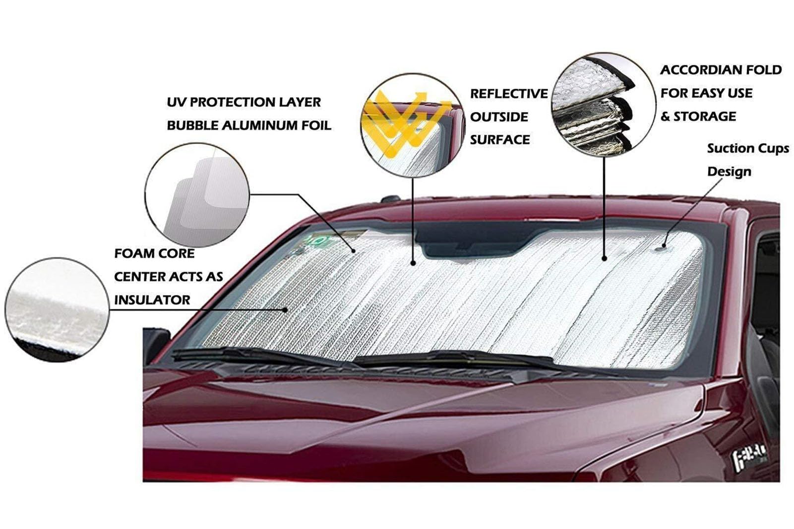 Big Hippo Windshield Sun Shade Uv Rays Sun Visor Shade,Auto Front Windshield Sunshade Protector Car Folded Sun Shield Shade,Keeps Vehicle Cool - Blue (Size: 55.16X 27.5)