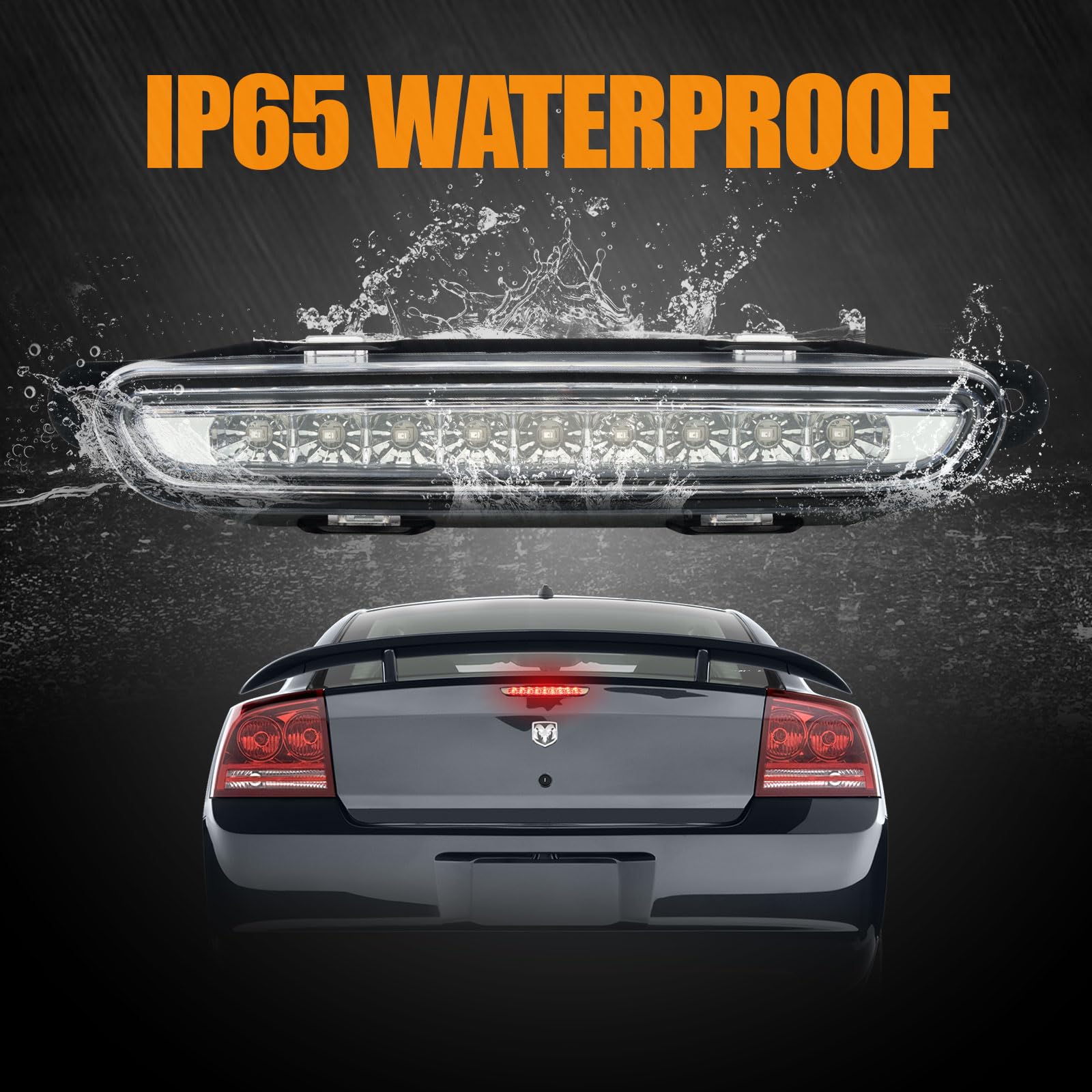 Cxdar LED Third Brake Light for 2006-2010 Dodge Charger, High Mount Rear Light, Waterproof, Clear