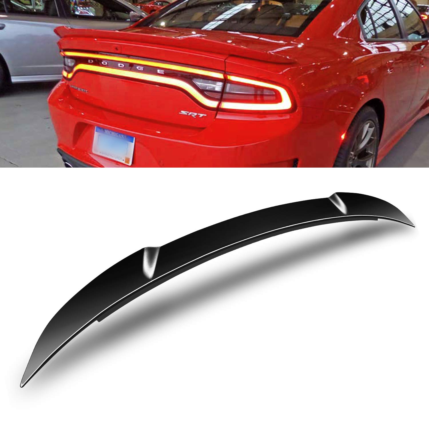 Modifystreet for 2015-2018 Charger Gross Black Factory Style Trunk Flush Mount Rear Trunk Spoiler Wing