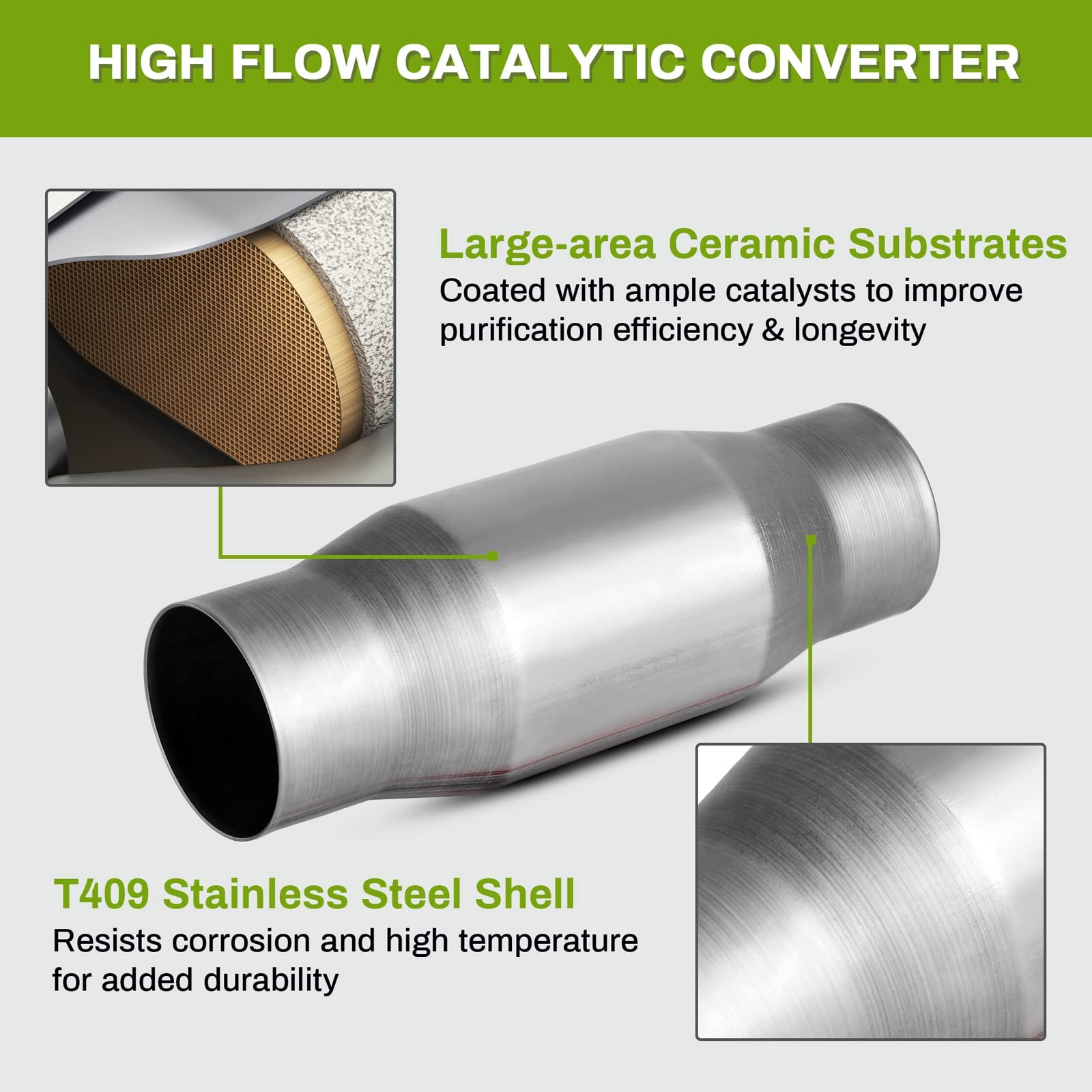 Autosaver88 Atcc0010 3'' Inlet/Outlet Universal Fit Catalytic Converter (Epa Compliant)