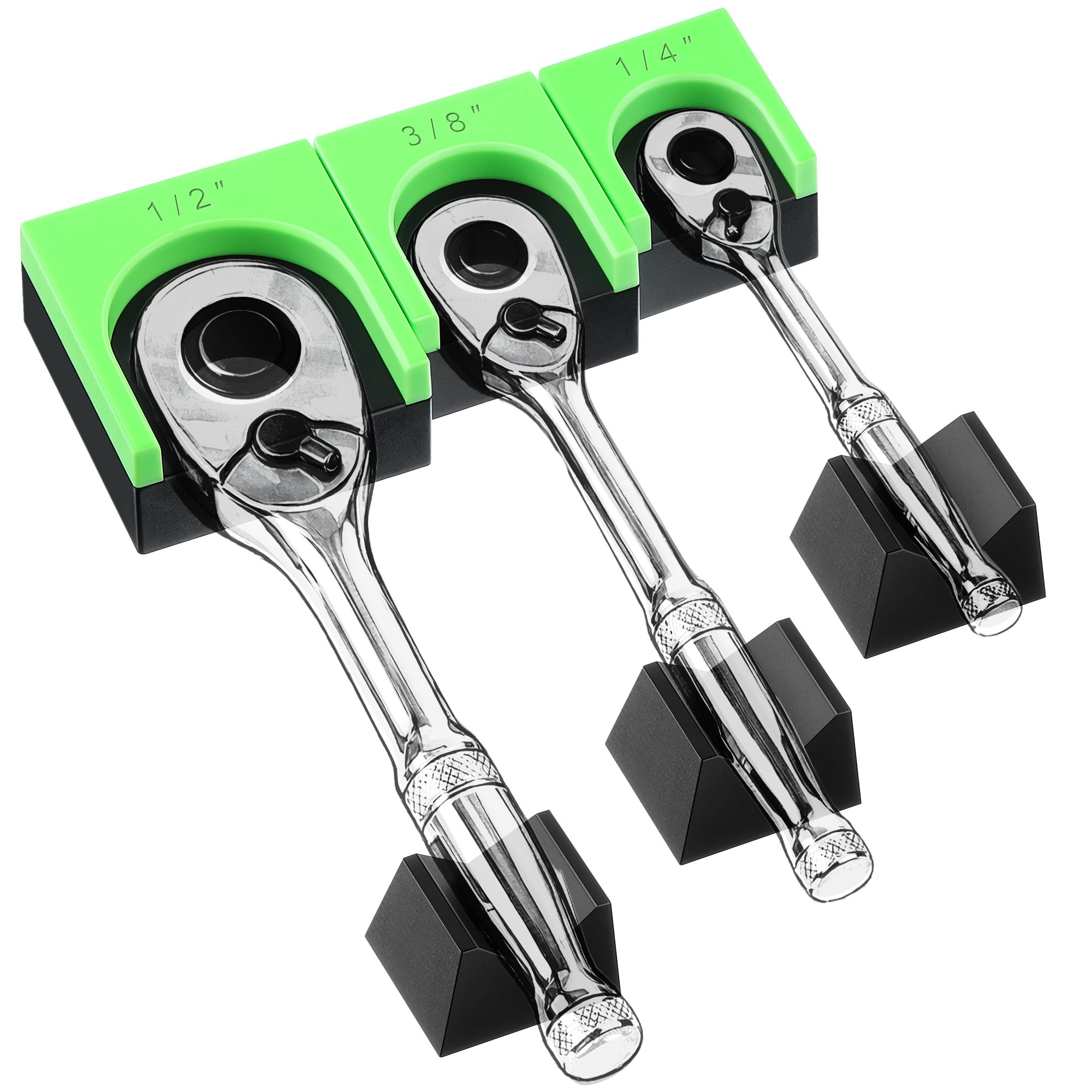 Dreyoo 3 Set Ratchet Organizer Kit, 1/4, 3/8, 1/2 Size Magnetic Ratchets Holder, Wrench Organizers for Toolbox Drawer, Impact Re