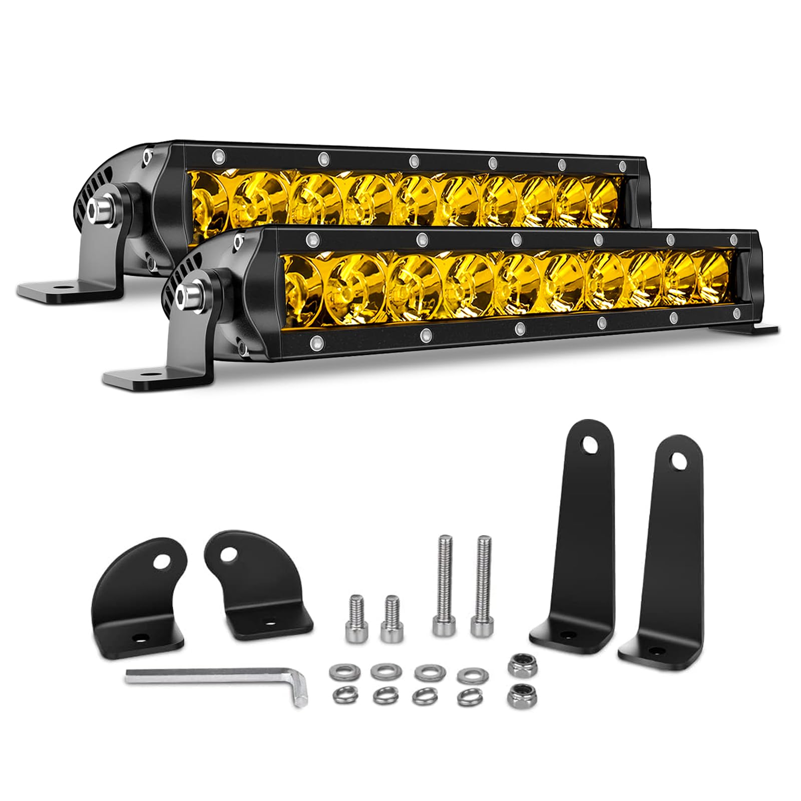 Chelhead 11 Inch Led Light Bar for Truck, 9-36V Flood Beam LED Off Road Driving Fog Light Pods 50W Amber Fog Lights Compatible w
