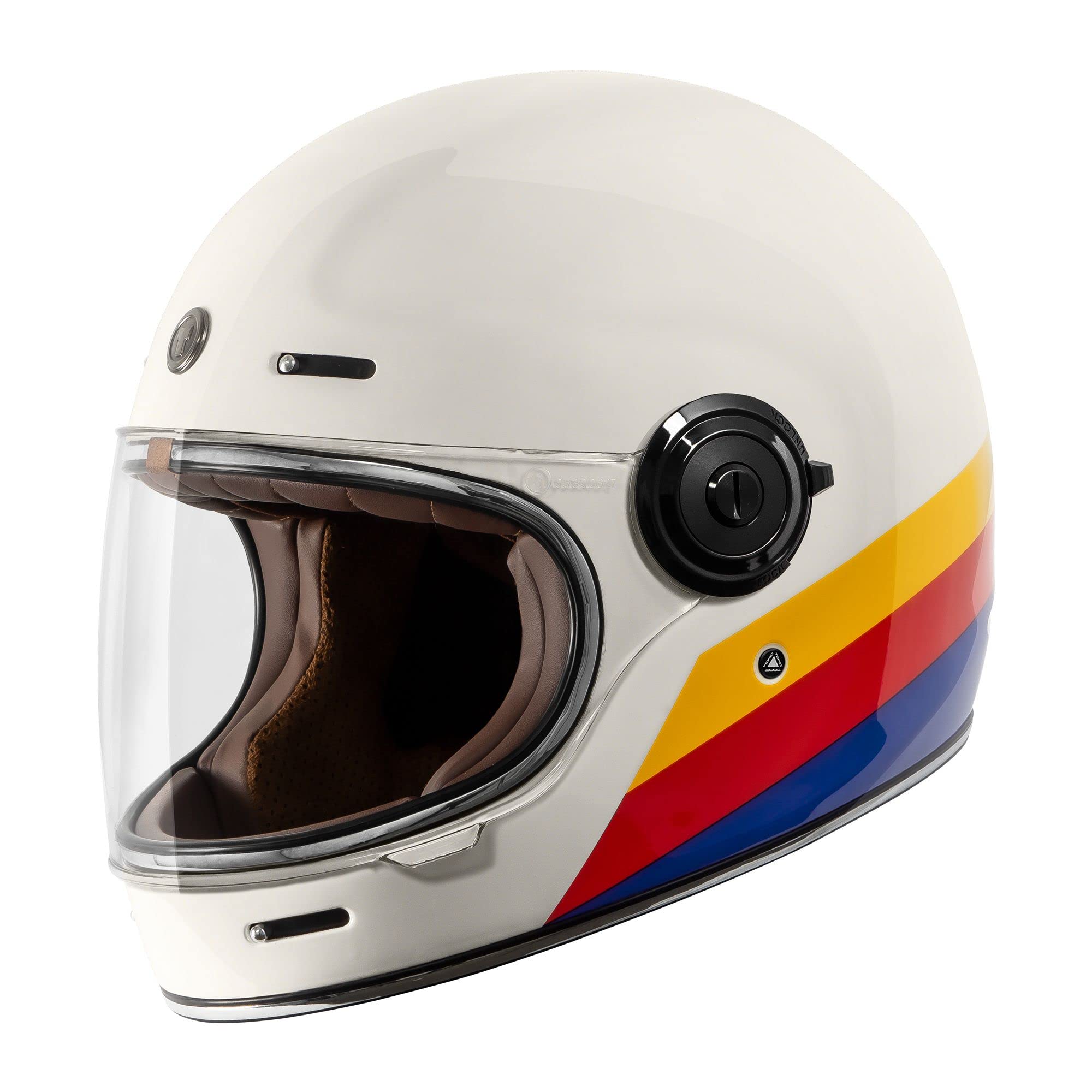 Torc T1 Unisex-Adult Retro Full Face Motorcycle Helmets, Pearl White Full Tree, X-Small