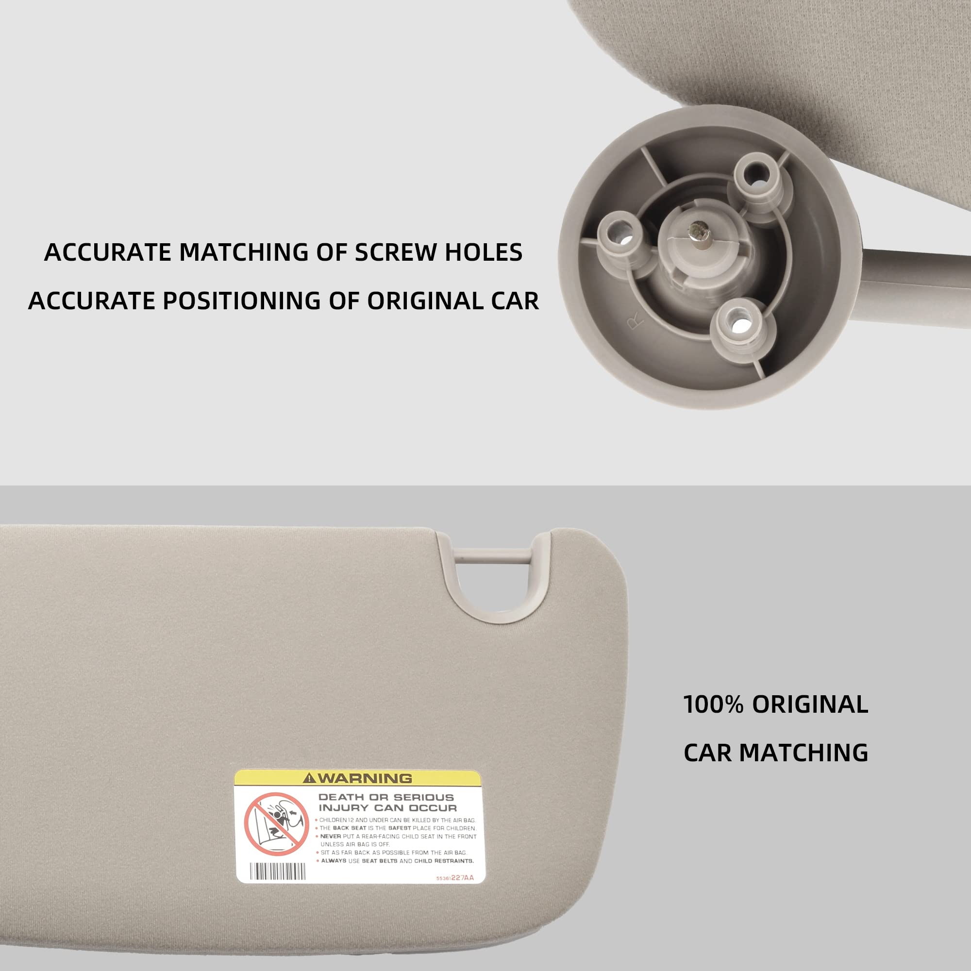 Dasbecan Gray Car Sun Visor Pair Compatible with Dodge Ram 1500/2500/3500 (2002-2009), ABS Material, Replaces 1CT18TL2AA