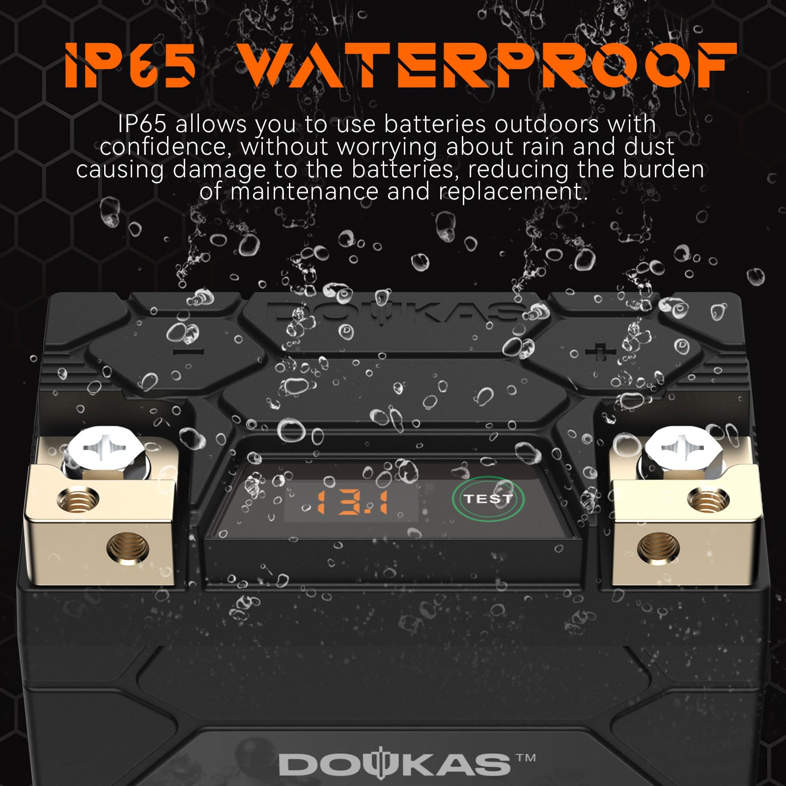 DOUKAS DKL5 300A LiFePO4 12V 2Ah Motorcycle Battery, Lightweight Plastic, Ideal for ATV, Jet Ski, Scooter, Snowmobile