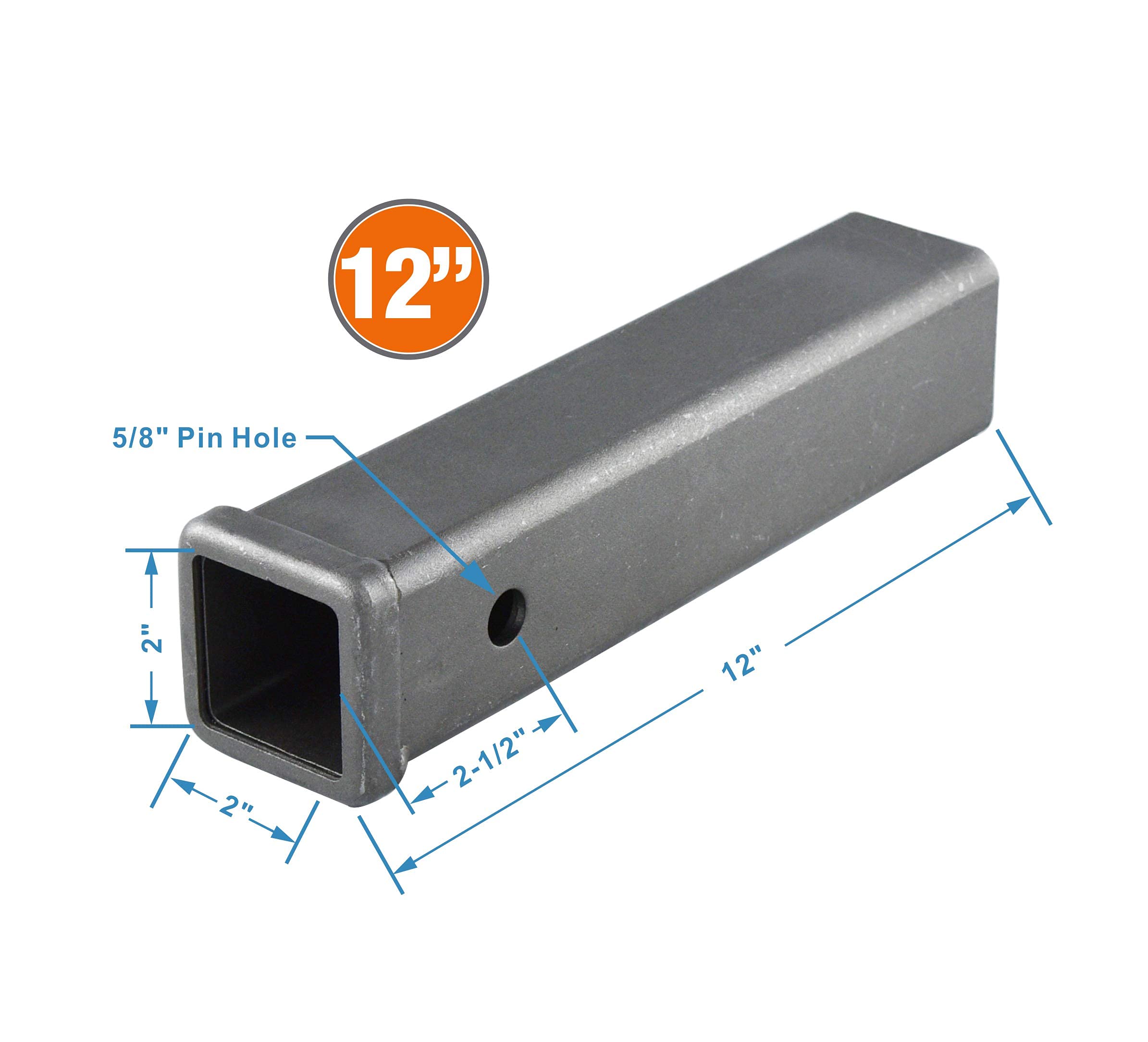 Toptow 64455 Trailer Hitch Weld-On Receiver Tube 2-Inch X 12-Inch Storage Box Combo Bar, Raw Steel Finish…