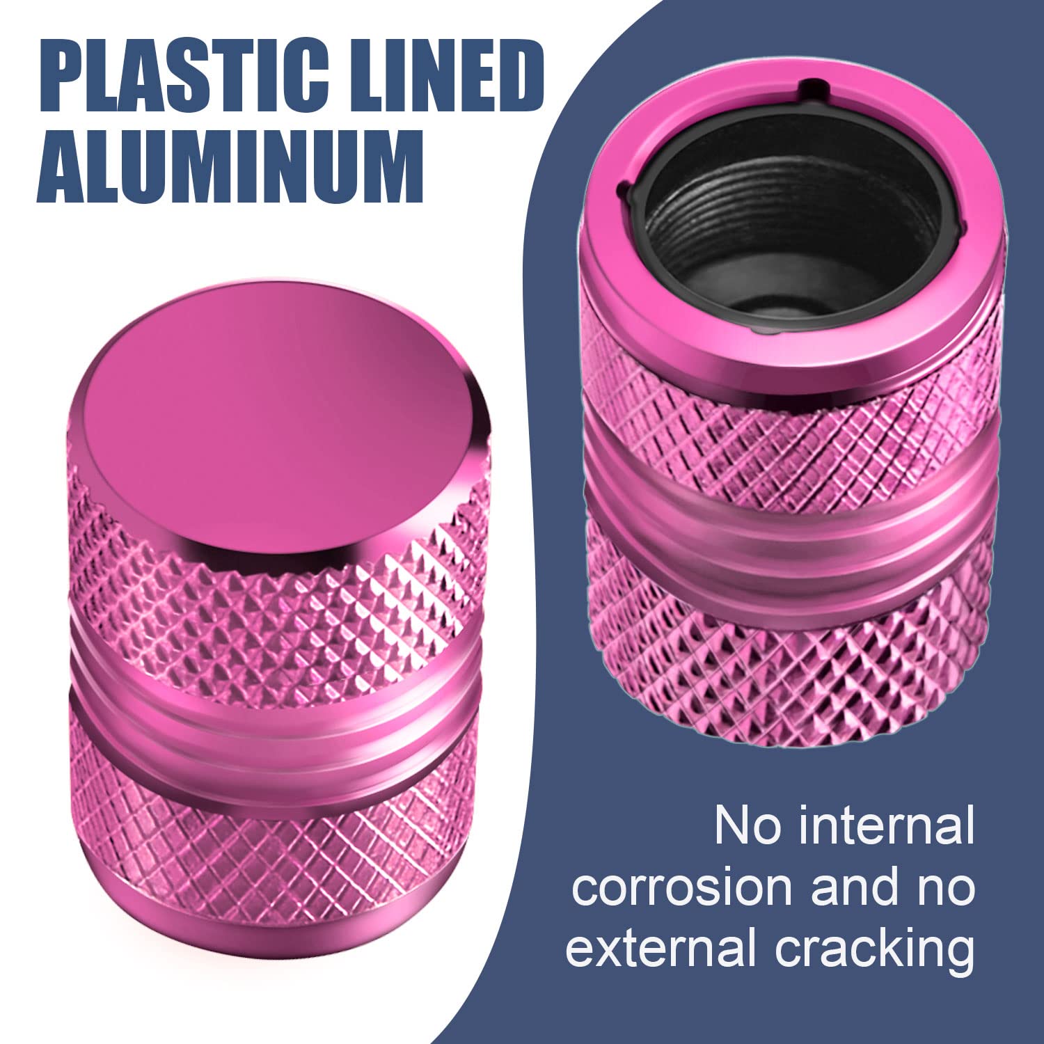 AQUAOK Tire Valve Stem Caps - 4 Pack Pink Anti-Corrosion Alloy Dog Cat Paw