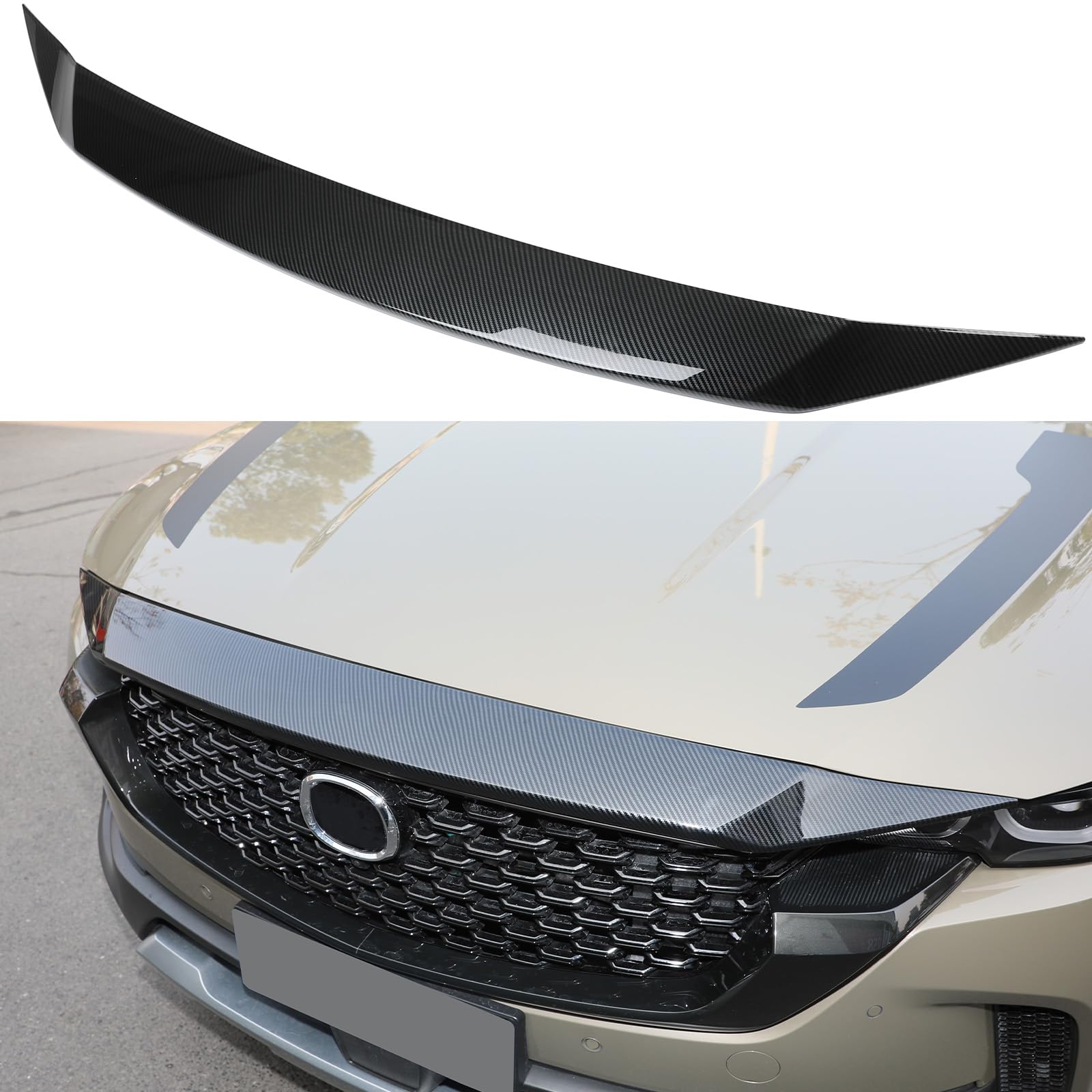 Birbenben for Mazda CX50 2023 2024 2025 Hood Air Deflector, Carbon Fiber Low Profile Front Hood Bonnet Cover, Hood Protector Bug