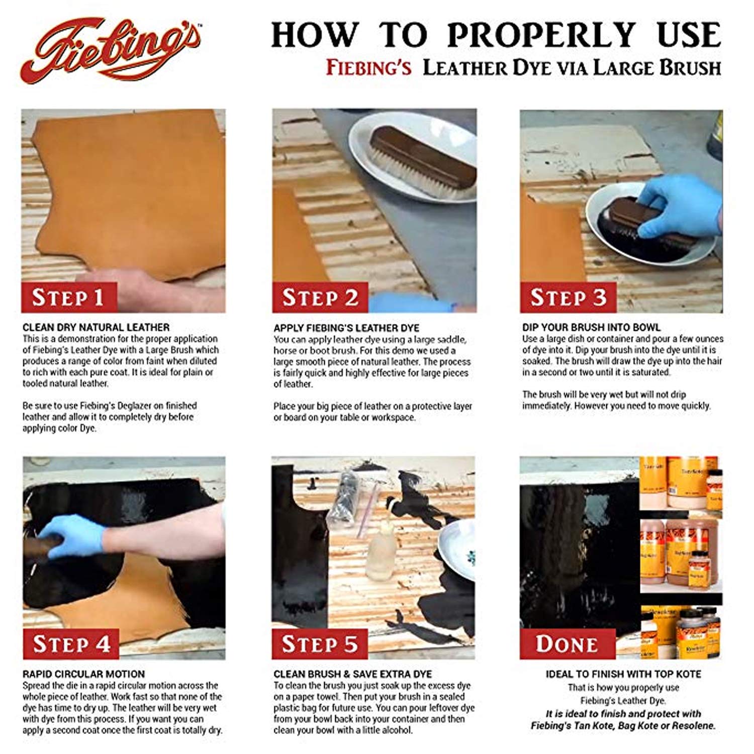 Fiebing's Leather Dye 32oz - Alcohol-Based Permanent Dye for Leather, Black, Model 50-2047-BK