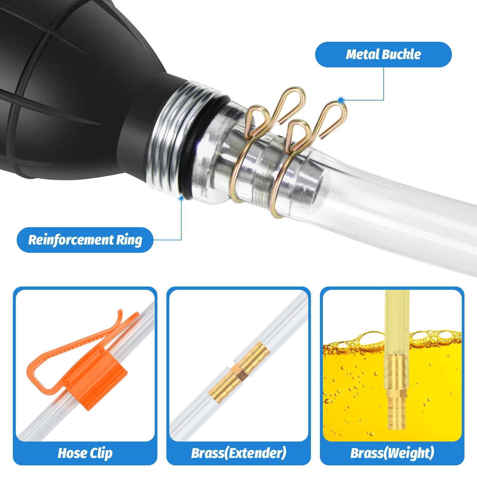 Gasoline Siphon Hose, Gas Oil Water Fuel Transfer Siphon Pump, Portable Widely Use Hand Fuel Pump, Fuel Transfer Pump With Pvc H