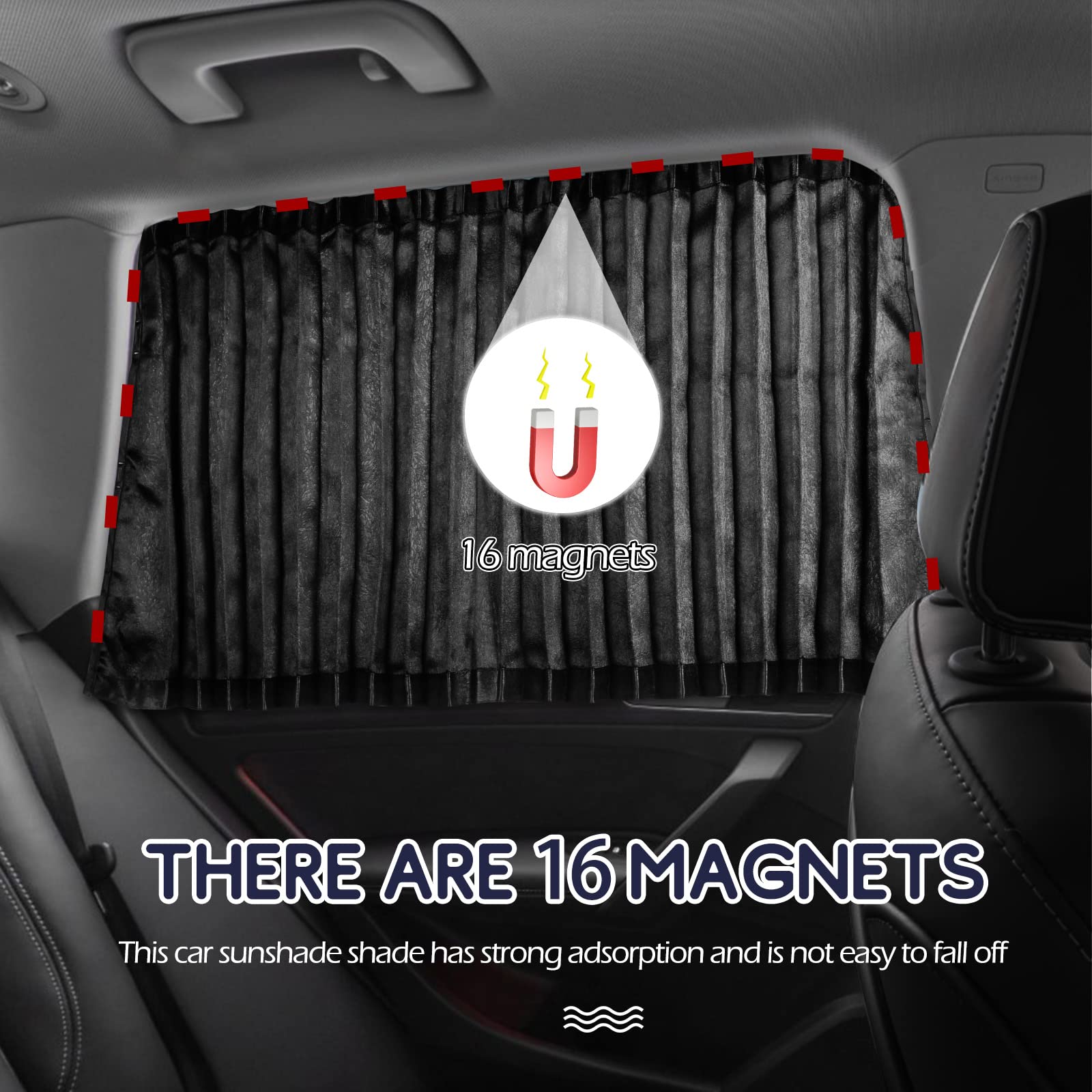 Zatooto Car Side Window Shades - Black 2 Pcs Privacy Magnetic Blinds Curtains - Sun Shades Blackout Window Covers For Family Baby Sleeping Camping Accessories