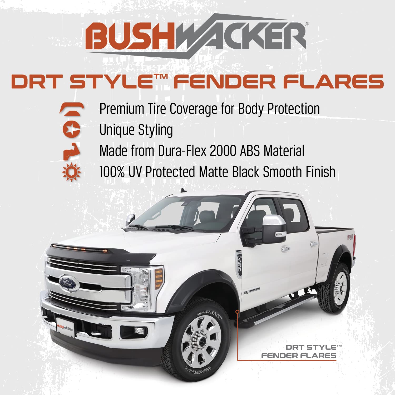 Bushwacker Drt Extended Front & Rear Fender Flares | 4-Piece Set, Black, Smooth Finish | 40946-02 | Fits 2019-2024 Gmc Sierra 1500 W/ 5.8' Bed