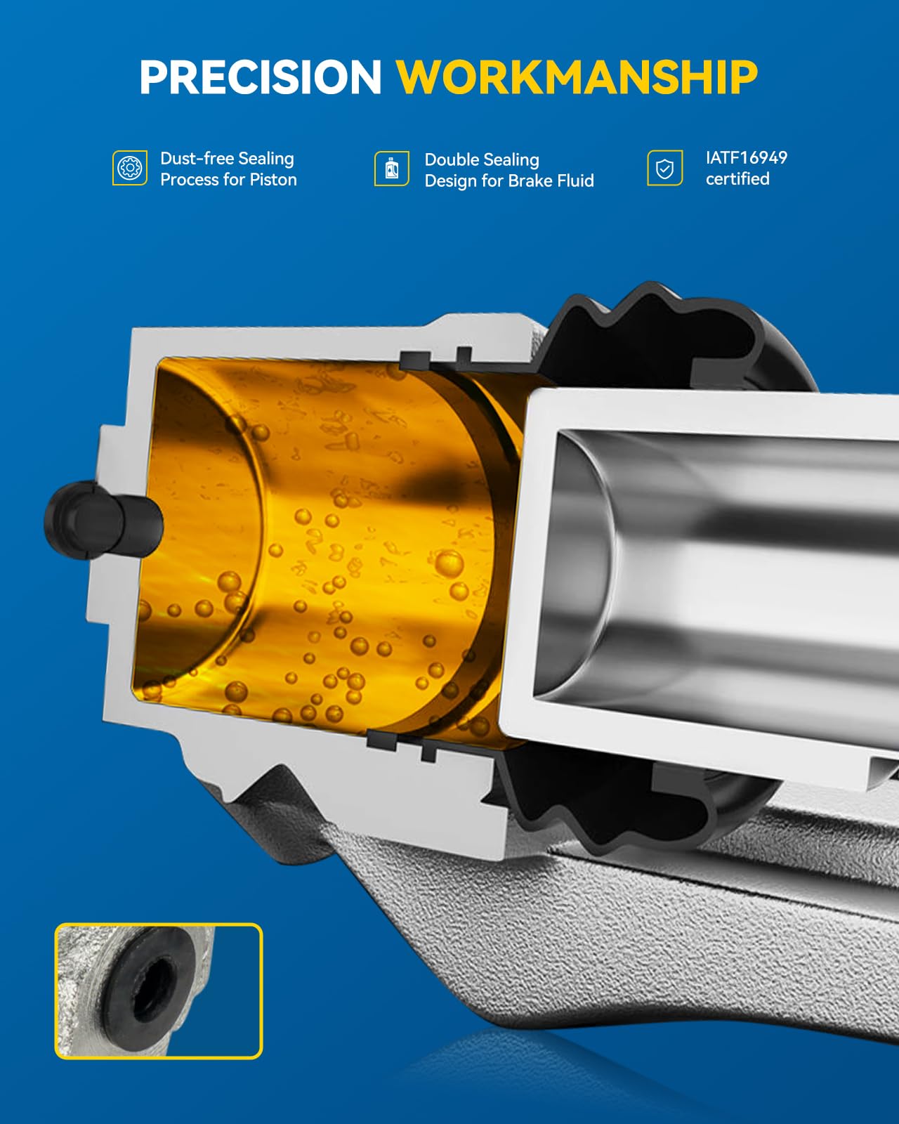 Philtop 18B5081 Rear Left Disc Brake Caliper Assembly Chrysler Dodge For Town & Country 2008-2012, Grand Caravan 2008-2012, Rout