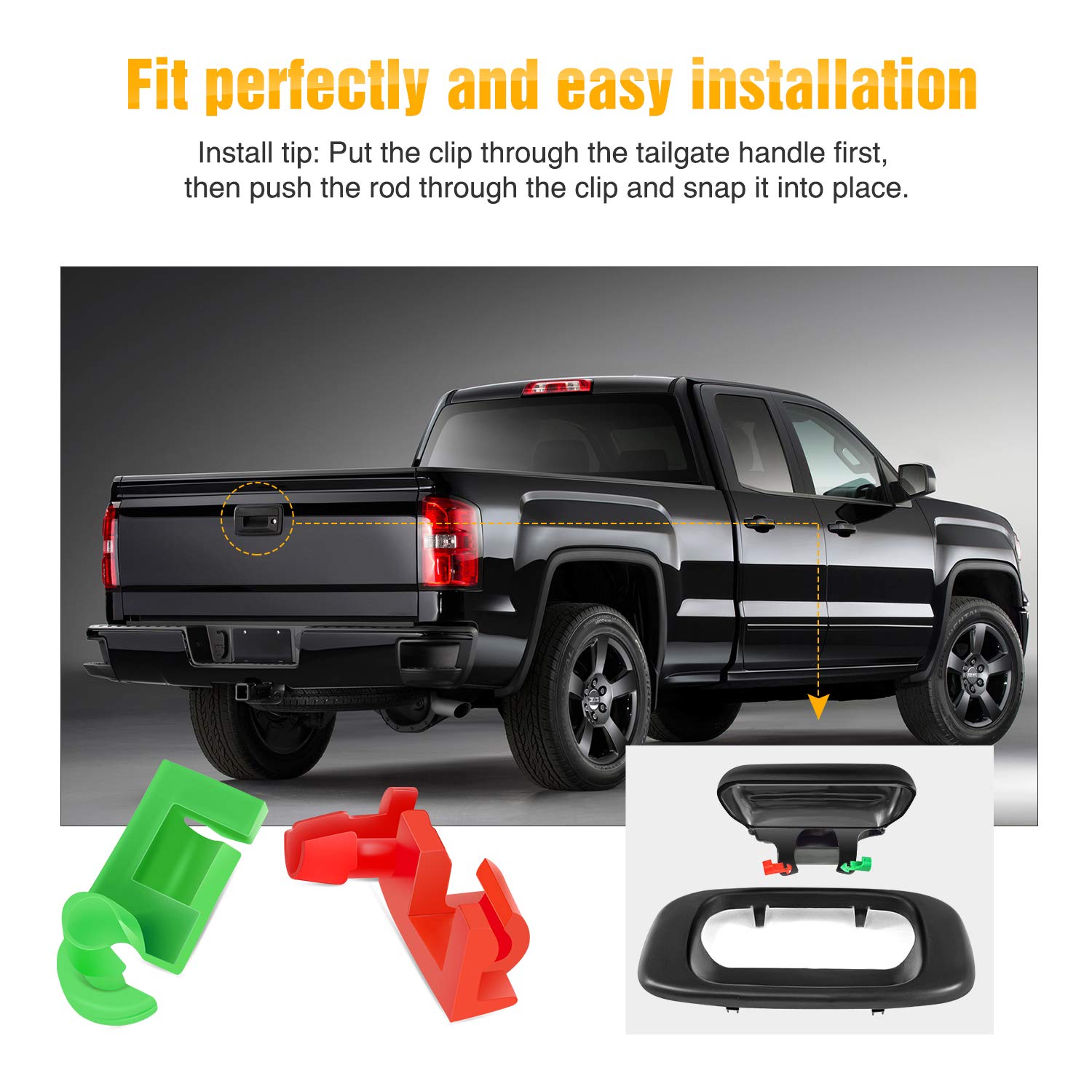 Gooacc 1999-2007 Chevy Silverado Gmc Sierra Tailgate Handle Rod Clip Left & Right Rod Retainer Clips, Oem Handle Replacement 5 P