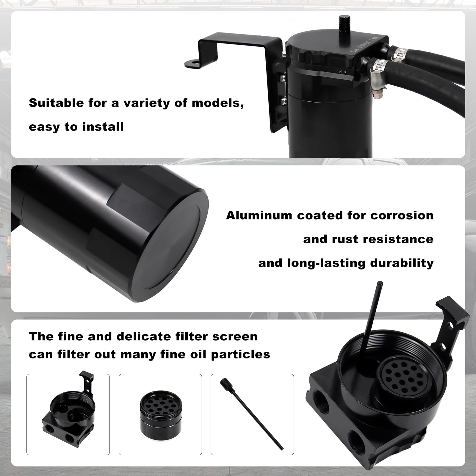 RULLINE Air Oil Separator Catch Can for 2014-2018 Chevy Silverado 1500, GMC Sierra 1500, Tahoe, Suburban, Yukon