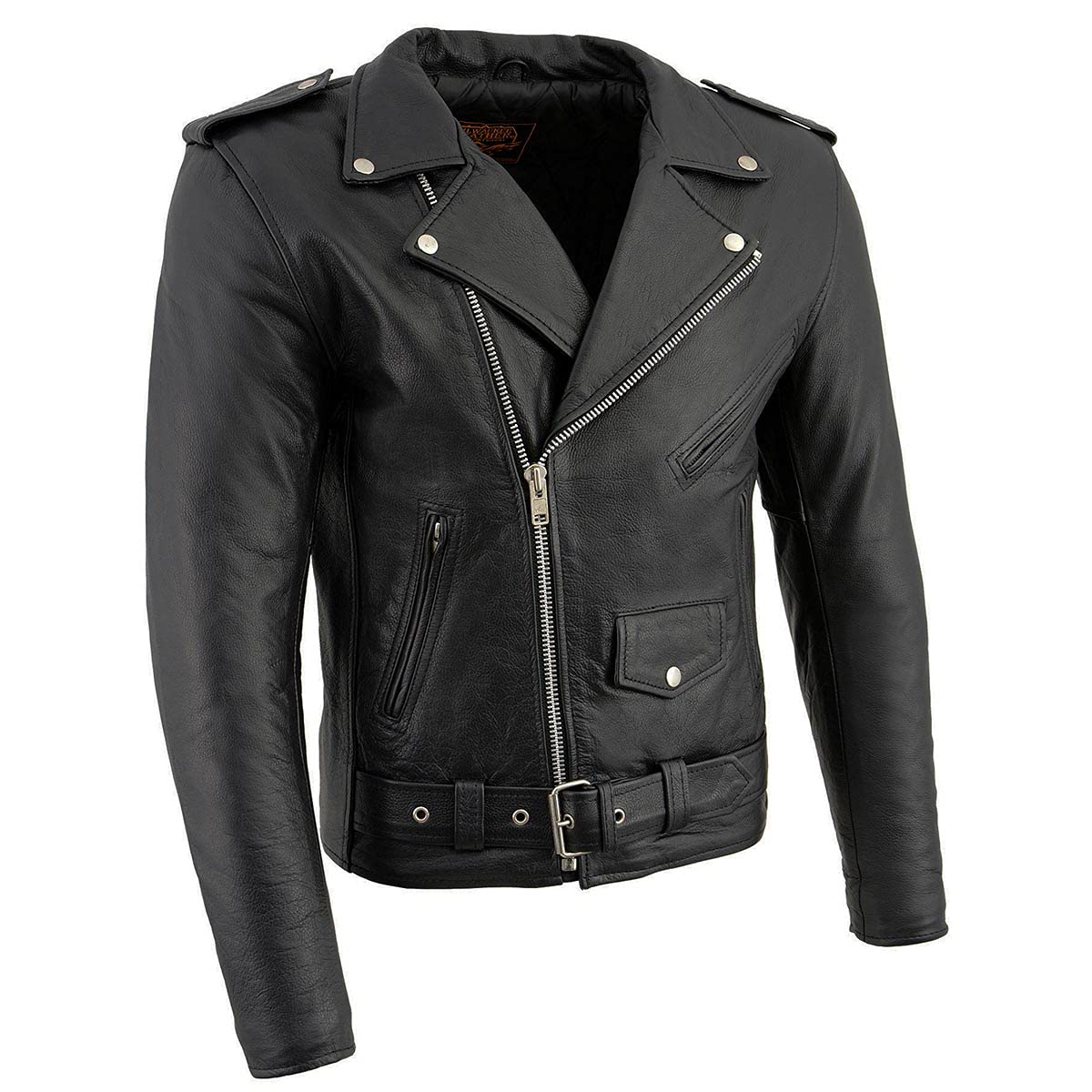 Milwaukee Leather Lkm1781 Men'S The Legend Classic Police Style Black Leather Motorcycle Jacket W/Quilted Liner - X-Large