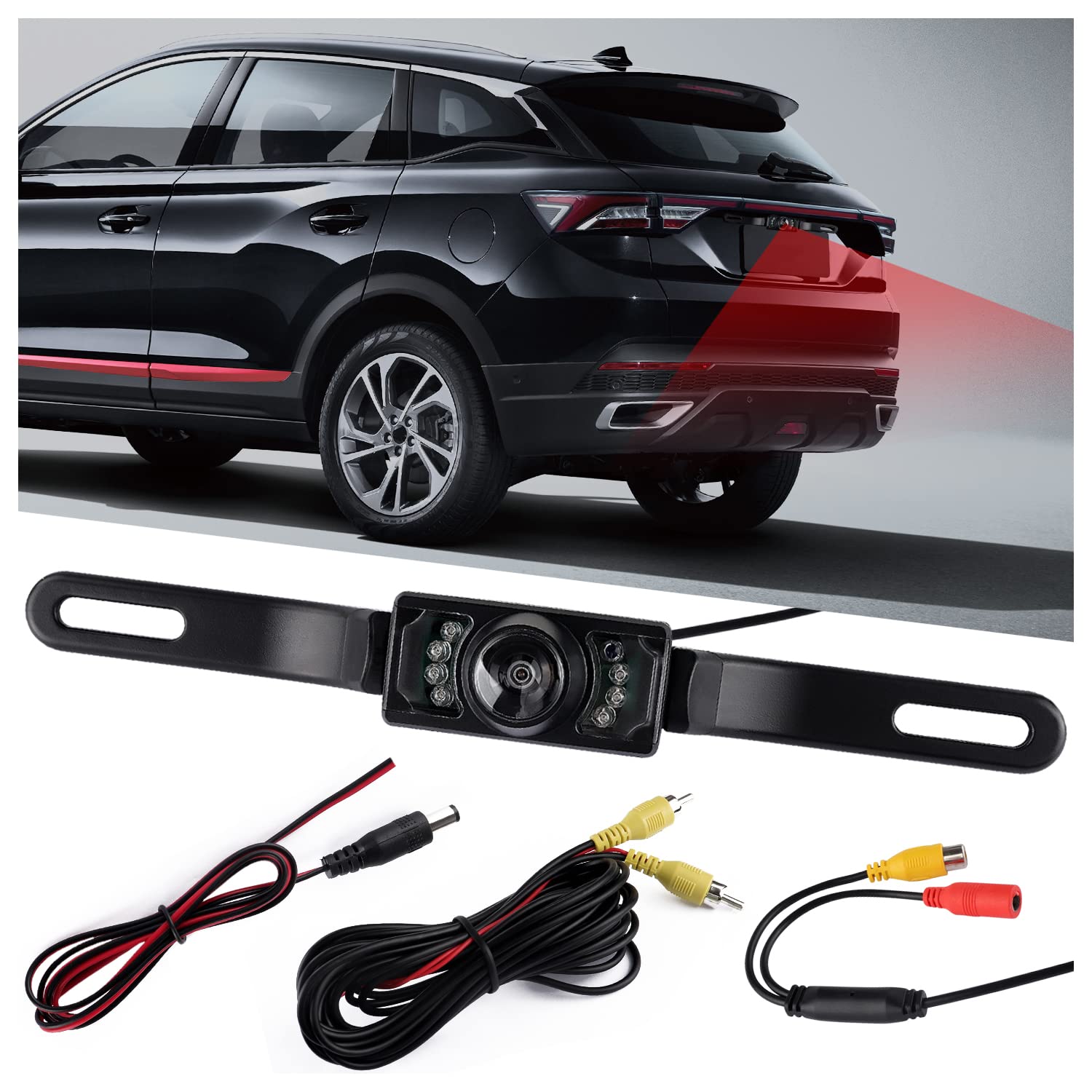 Hd Backup Camera For Car With 8 Led Night Vision License Plate Camera,170 Wide Angle Waterproof Rear View Camera For Car/Suv/Tru