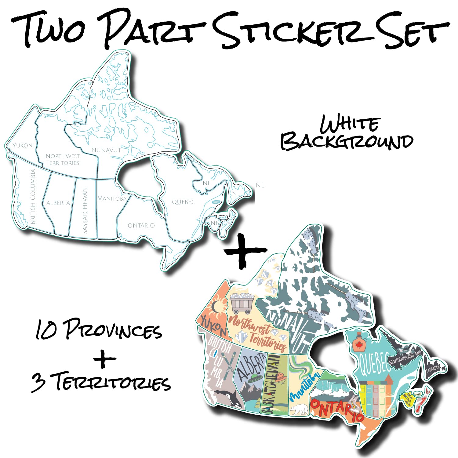 Fairwinds Designs RV Sticker Map of Canada - Vinyl Decals for Motorhome & Travel Trailers, Multicolor Travel Map Sticker Set