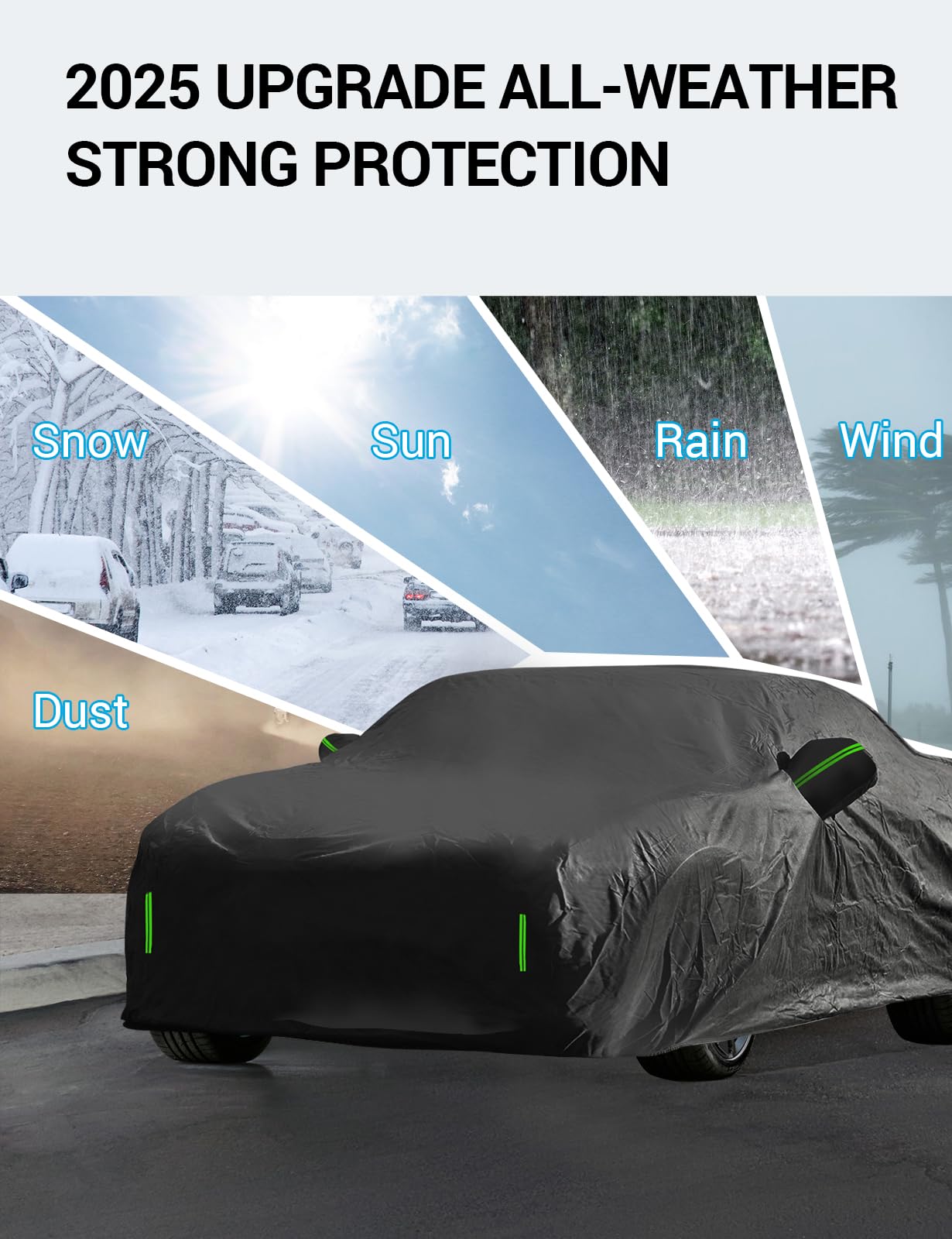 Proadsy 2024 Upgrade 6 Layers Car Cover Custom Fit for Corolla Sedan 2019-2024 Windproof All Weather Waterproof Sun Rain UV Dust