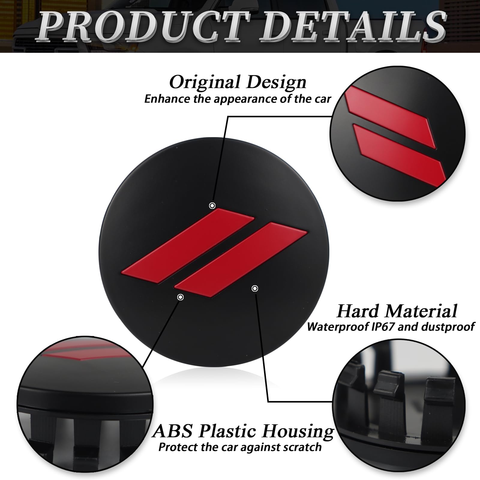 4Pcs 63Mm 2.5 Inches Slash Wheel Center Cap Covers Fit For Dodge Charger Durango Dart 2015-2020 Jeep/Chrysler (Black-Red)