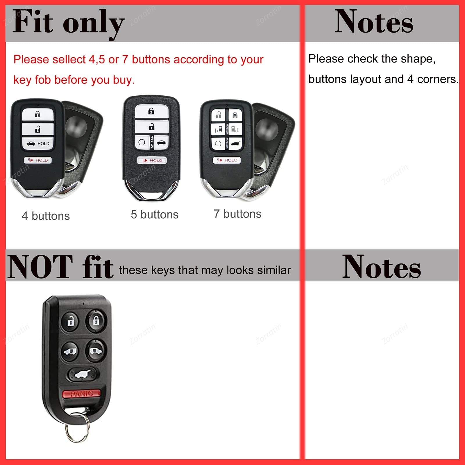 Zorratin Carbon Silicone Key Fob Cover With Keychain For 2020 2019 2018 Honda Odyssey Elite Ex