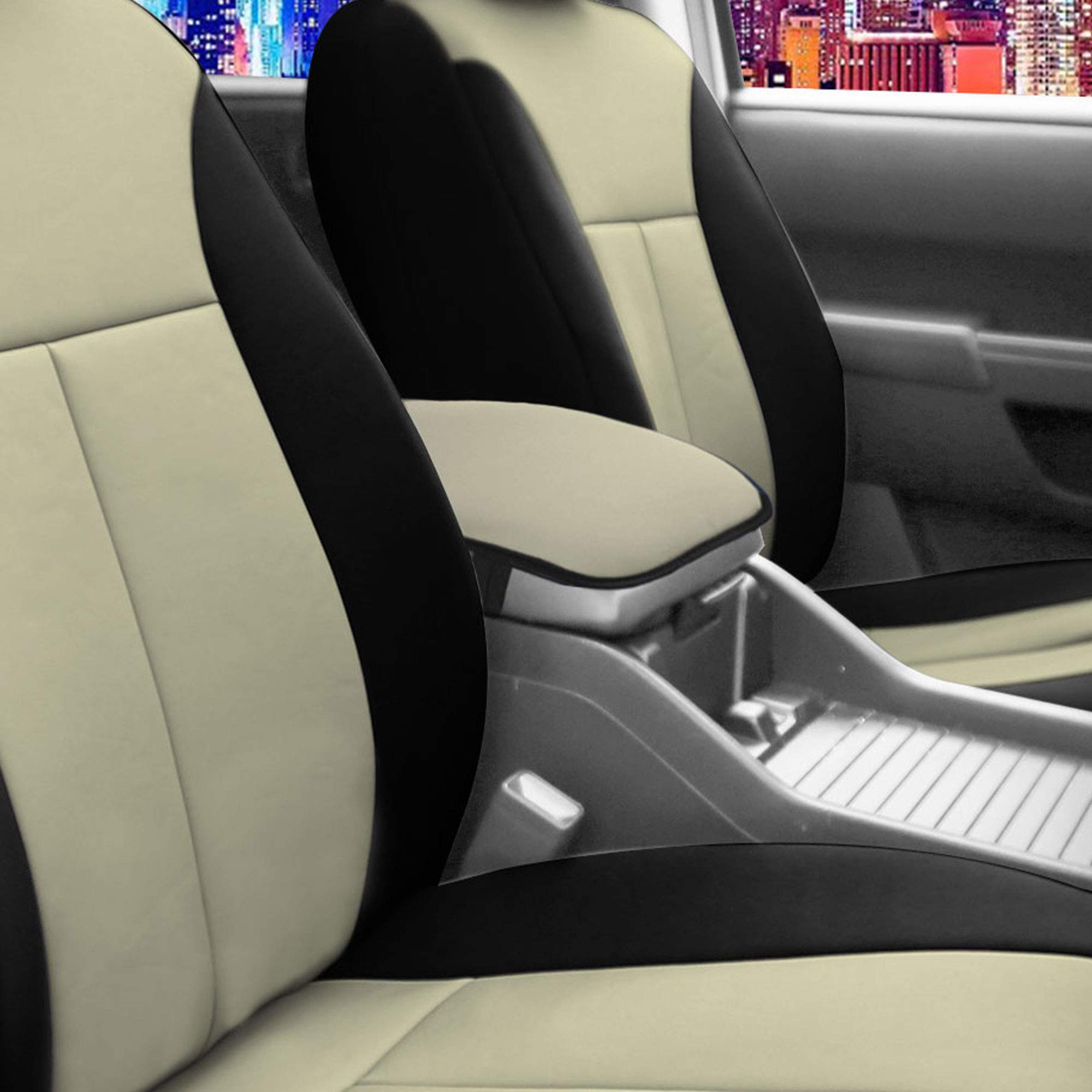 Fh Group Faux Leather Center Console Armrest Cushion, Luxury Seat Box Cover Protector Fits Most Cars, Suvs, And Trucks Beige
