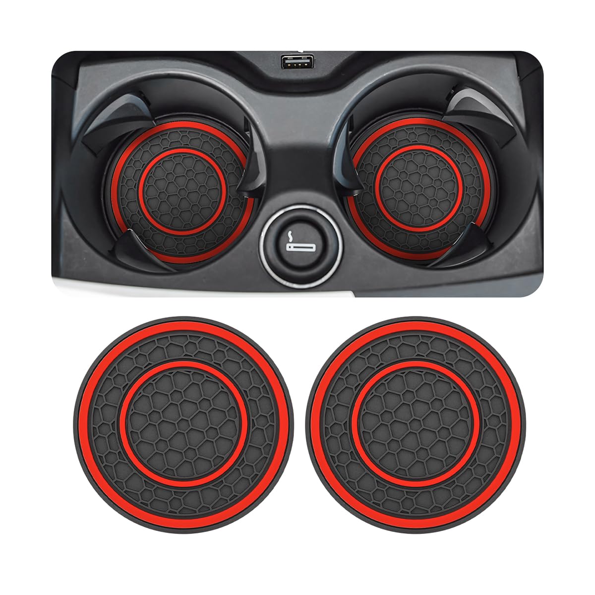 Osilly 2 Pack Car Coasters For Cup Holder, 2.75 Inch No-Slip Anti Dust Insert Coaster, Universal Auto Waterproof Coasters Silico