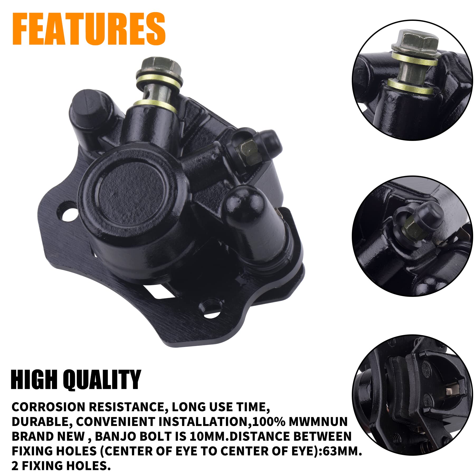 MWMNUN ATV Rear Brake Caliper for 50cc-200cc Models - Compatible with Coolster, Taotao, Kazuma, Roketa, Sunl, Baja, Kinroad, Trail