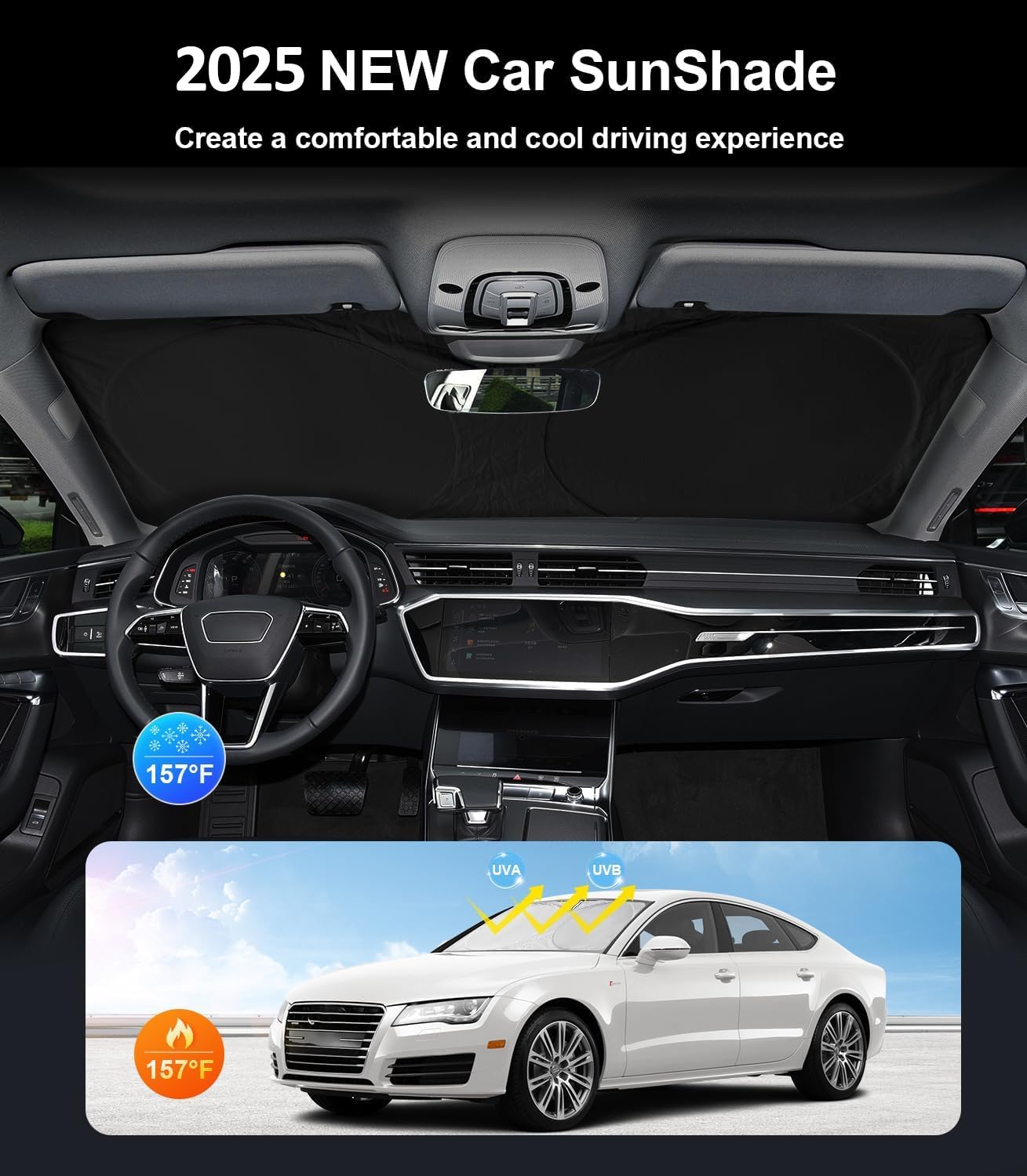 Custom Windshield Sunshade For Audi A4 A5 & S5 Rs5 2018-2022 2023 2024 2025 Front Window Shades Cover For Windshield Sun Visor S