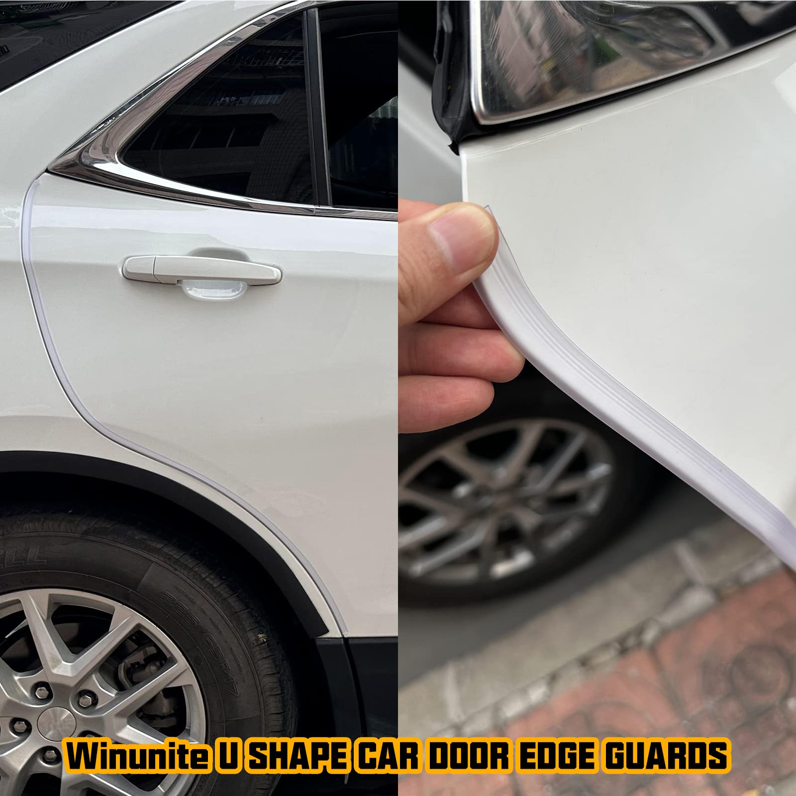 Winunite 65.6Ft(20M) Car Door Edge Guards Clear, Fit Most Vehicles, Self-Adhesive Pvc, Ultra Long, U-Shaped Automotive Trim Tran
