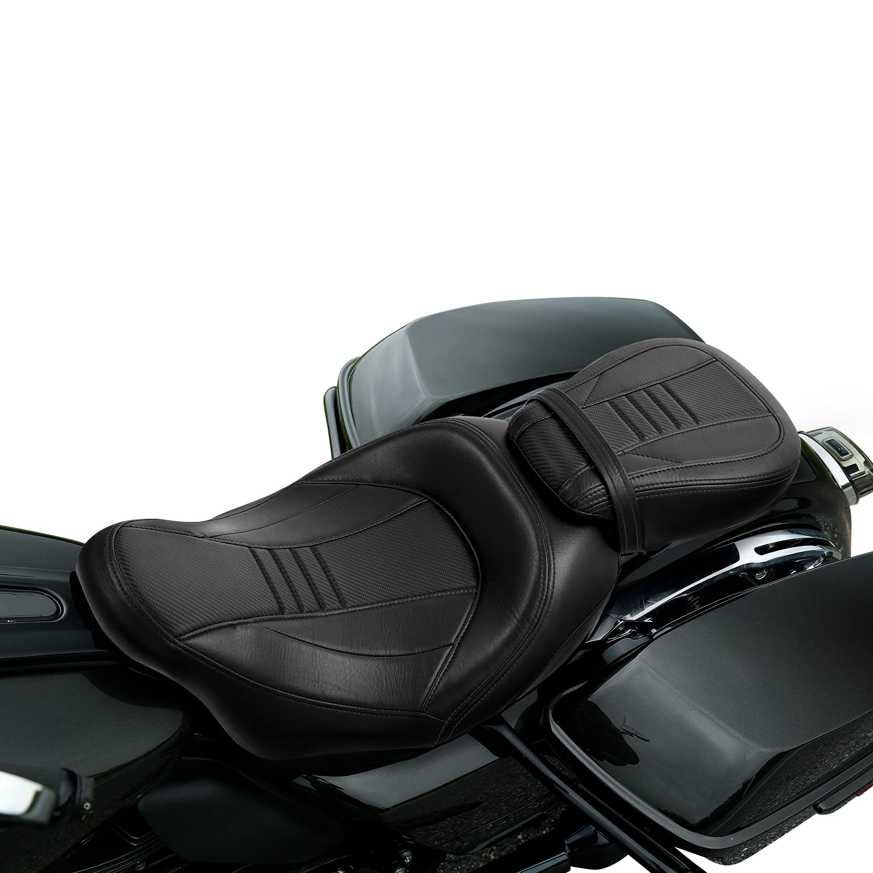 Two-Up Front Rear Driver Passenger Seat Detachable Driver & Passenger Motorcycle Seat Fit For Harley Touring Street Glide Road King 2009-2023 Road Glide 2015-2023