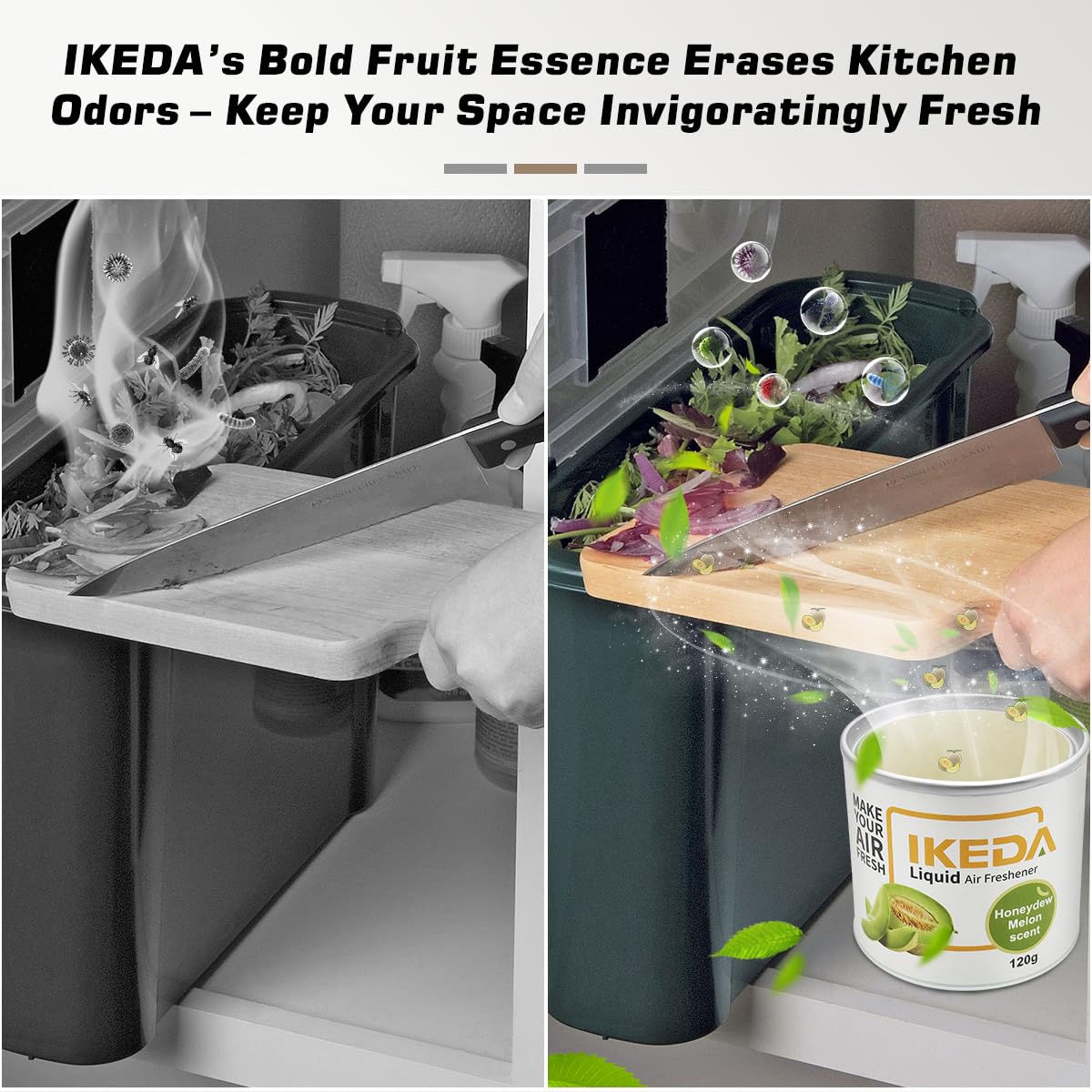 Ikeda Scents Car Air Freshener: Honeydew Melon Scent Liquid Cans | Odor Elimination | Smoke Smell Remover | Strong Long-Lasting