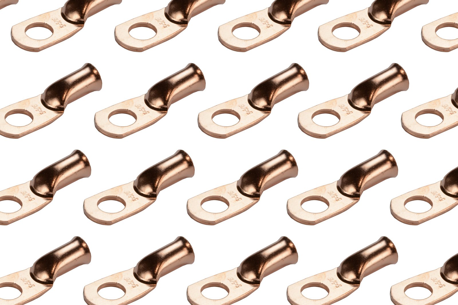 Temco 50 Pack Bare Copper Welding Battery Cable Ends, Lugs Terminal 6 Awg 5/16 '' Hole (6 Awg To 1/0 Awg Options Available)