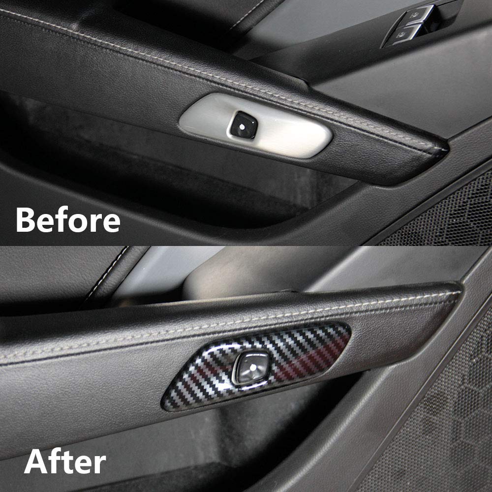 Justautotrim Carbon Fiber Look Interior Door Handle Molding Cover Trims Accessories For 2014 2015 2016 2017 2018 Chevrolet Corve