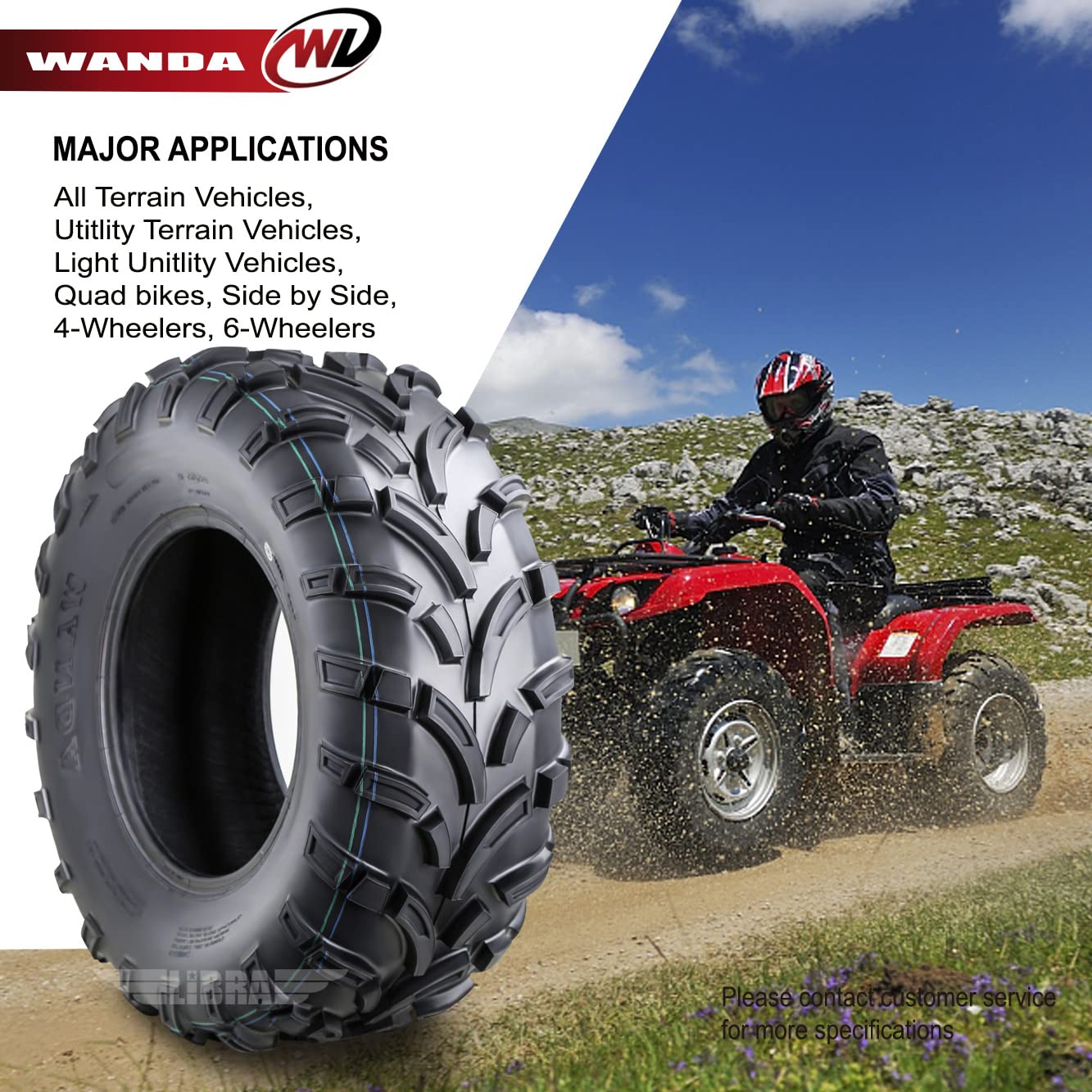 Wanda Set Of 4 Atv Utv Tires 26X10-12 26X10X12 6Pr Lit Mud