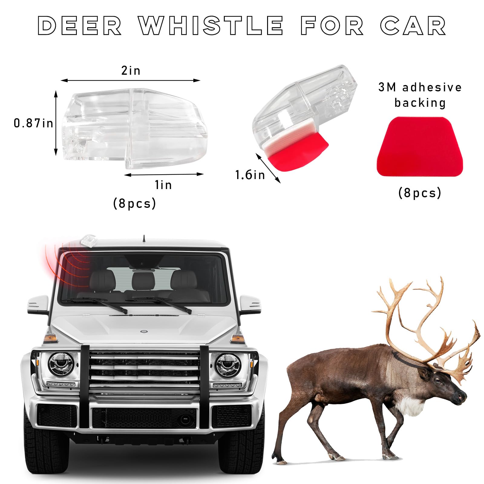Ohleats 8Pcs Deer Whistles For Car, Automotive Save A Deer Whistles To Avoid Collisions, Vehicle Deer Repellent Warning Devices