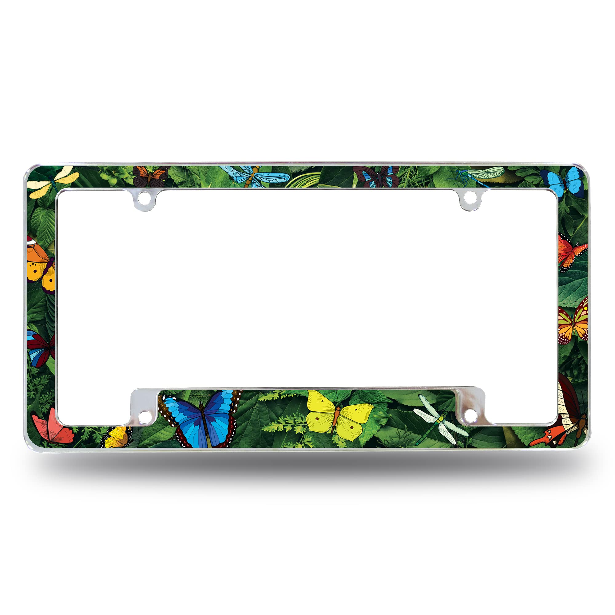 Rico Industries Butterflies Rainforest All Over Automotive License Plate Frame for Car/Truck/SUV (12 x 6)