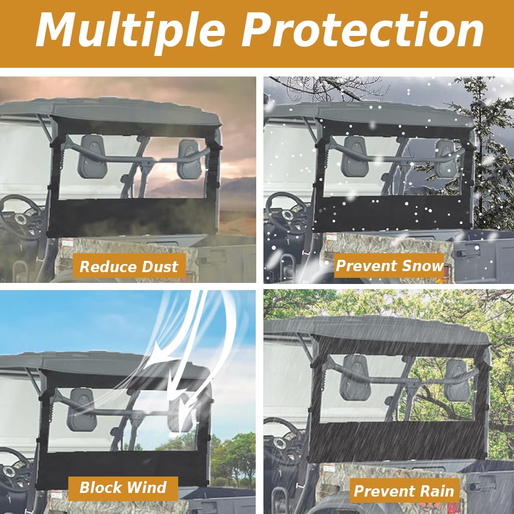 YONQIFON UTV Rear Windshield Soft Windscreen Back Window with Zipper Open Rear Window Compatible with Hisun 500 700 Axis 500 700