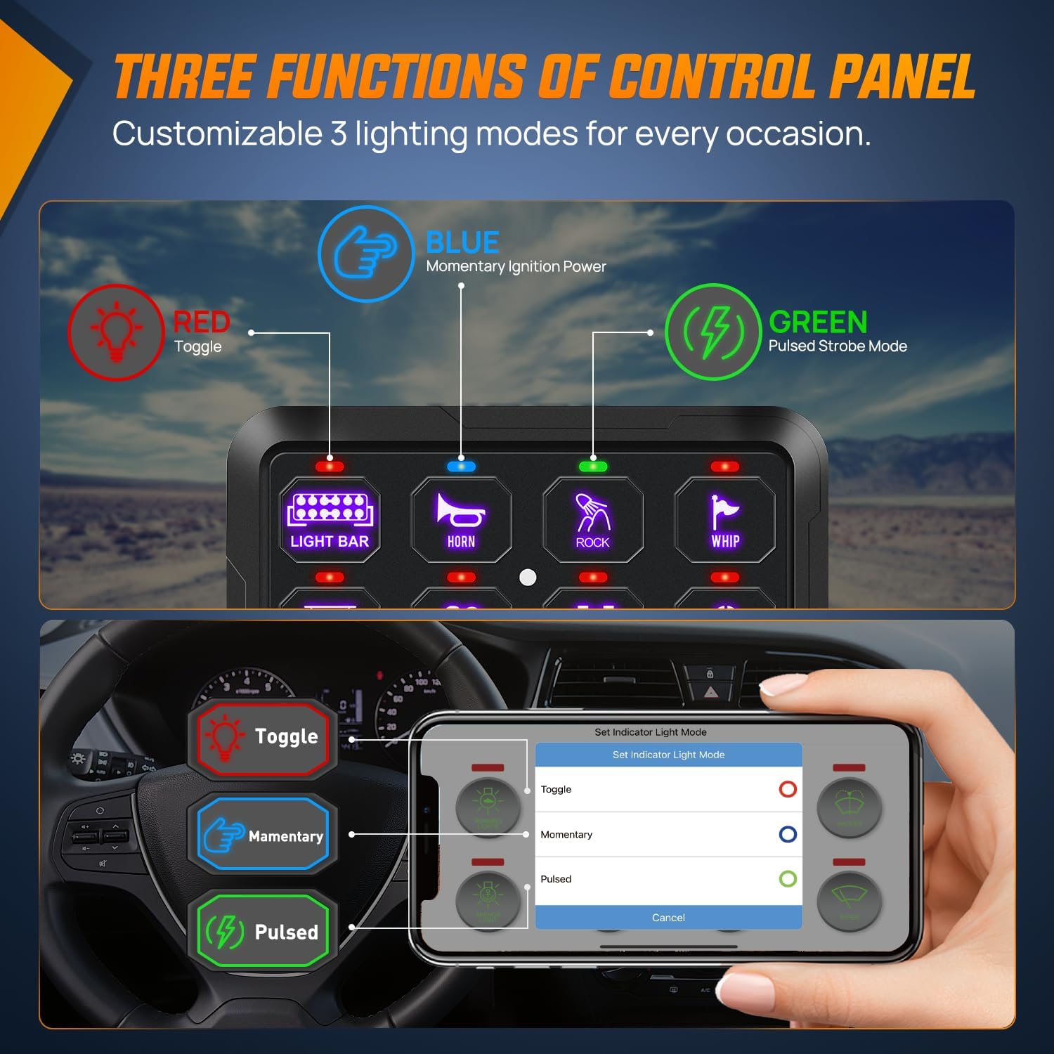 Nilight 12 Gang Switch Panel with RGB Backlight - 12V/24V Circuit Control Relay System for Car, Truck, SUV, Model 90289L